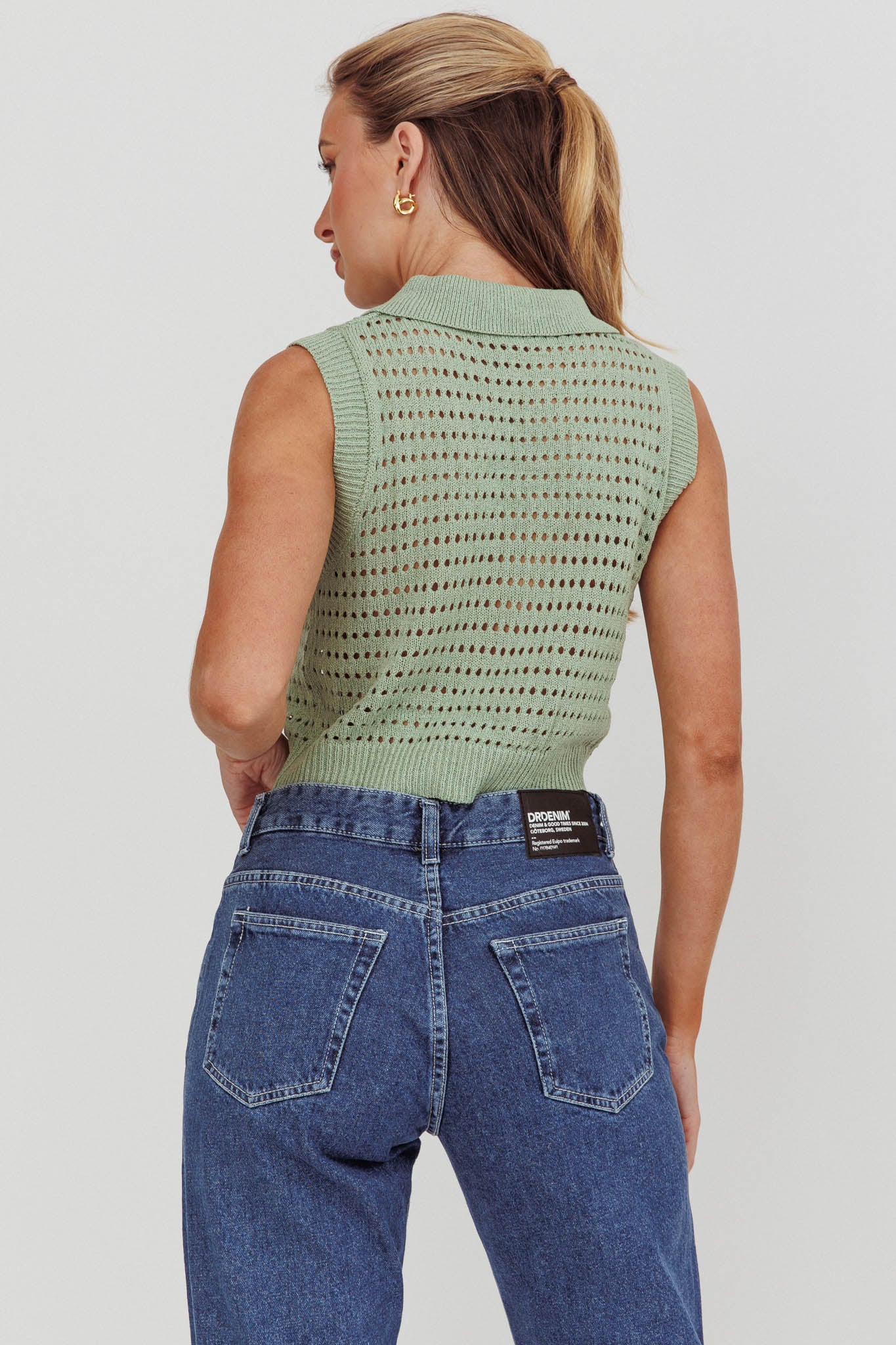 Daithi Collared Sleeveless Knit Top Mint - Image 2