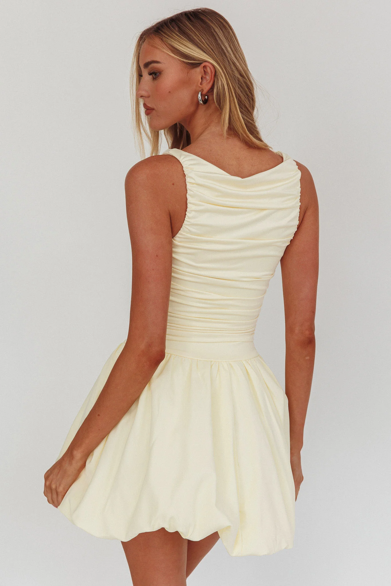 Dalayla Sleeveless Balloon Skirt Mini Dress Butter - Image 3
