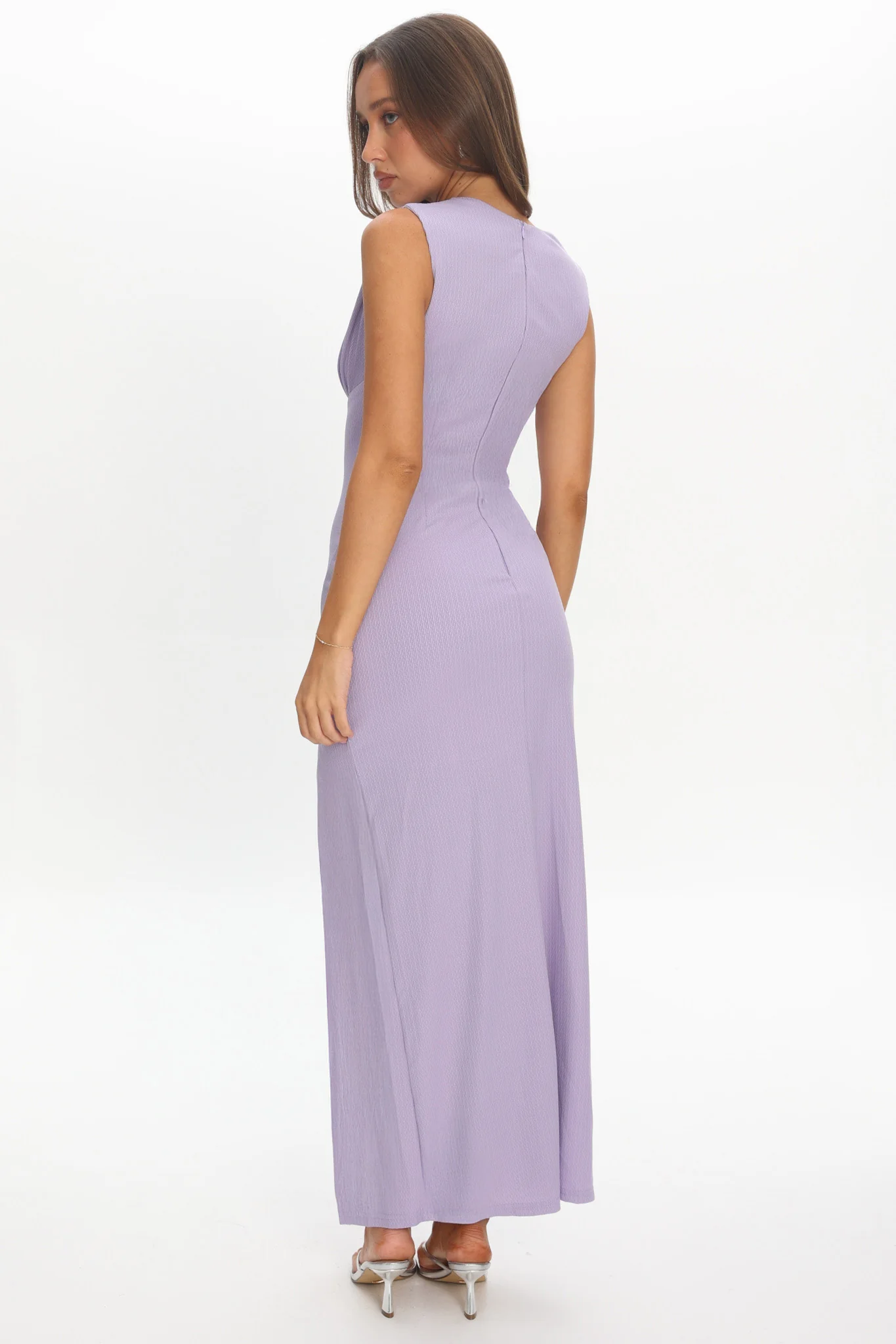 Daleela Asymmetric Neckline Maxi Dress Lilac - Image 3