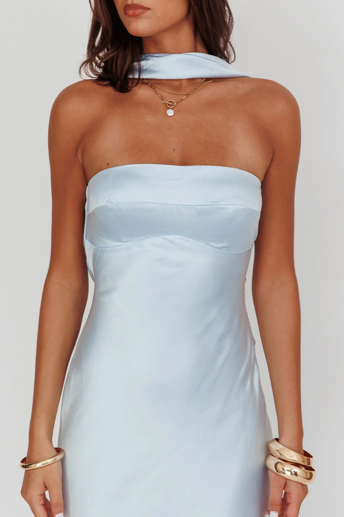 Damsel Reverse Halter Maxi Dress Baby Blue - Image 5
