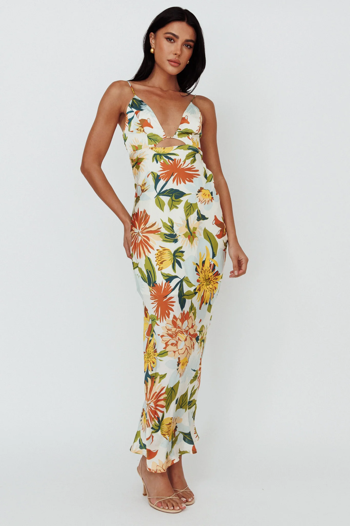 Dance Again Cut-Out Back Maxi Dress Floral Green - Image 5