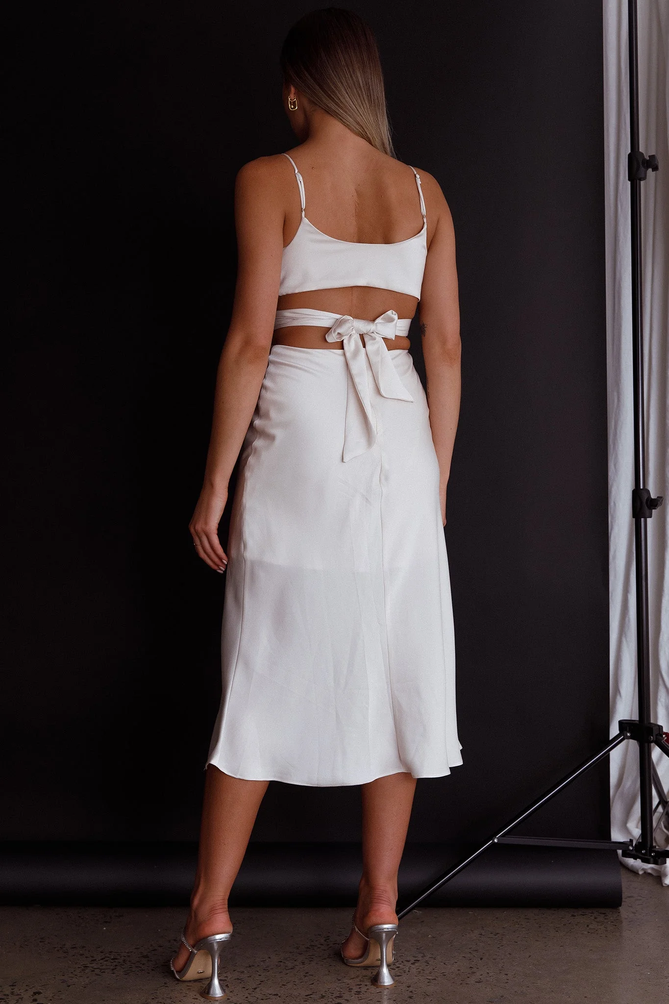 Dance With Me Crossover Bust Midi Dress Ivory - Image 9