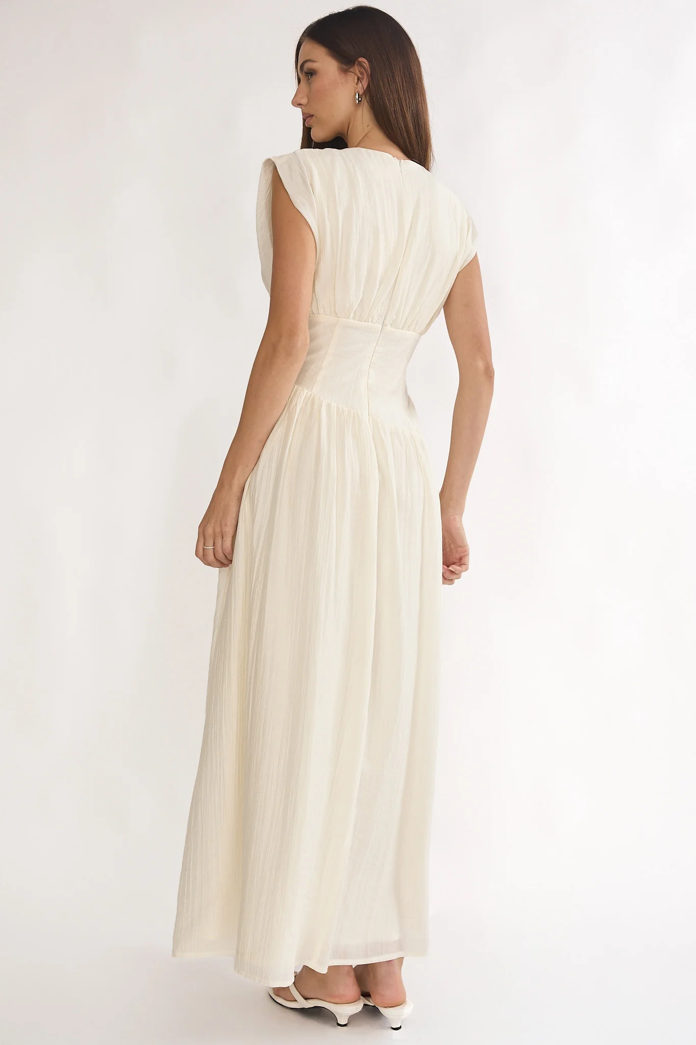 Danicka Asymmetric Waist Maxi Dress Cream - Image 2