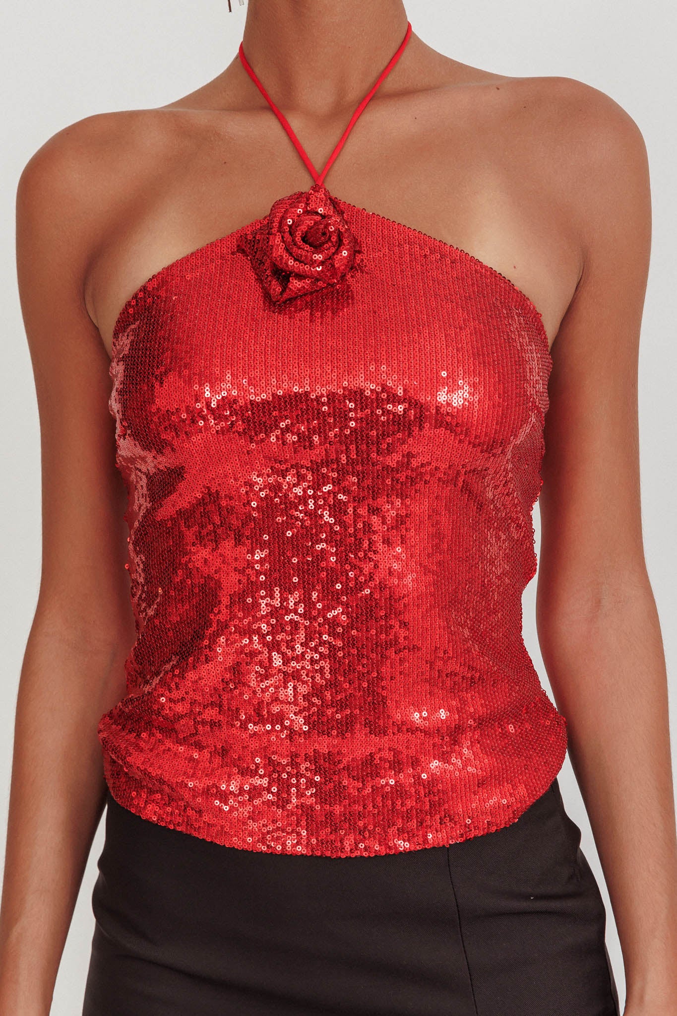 Darcy Sequin Halter Top Red - Image 5