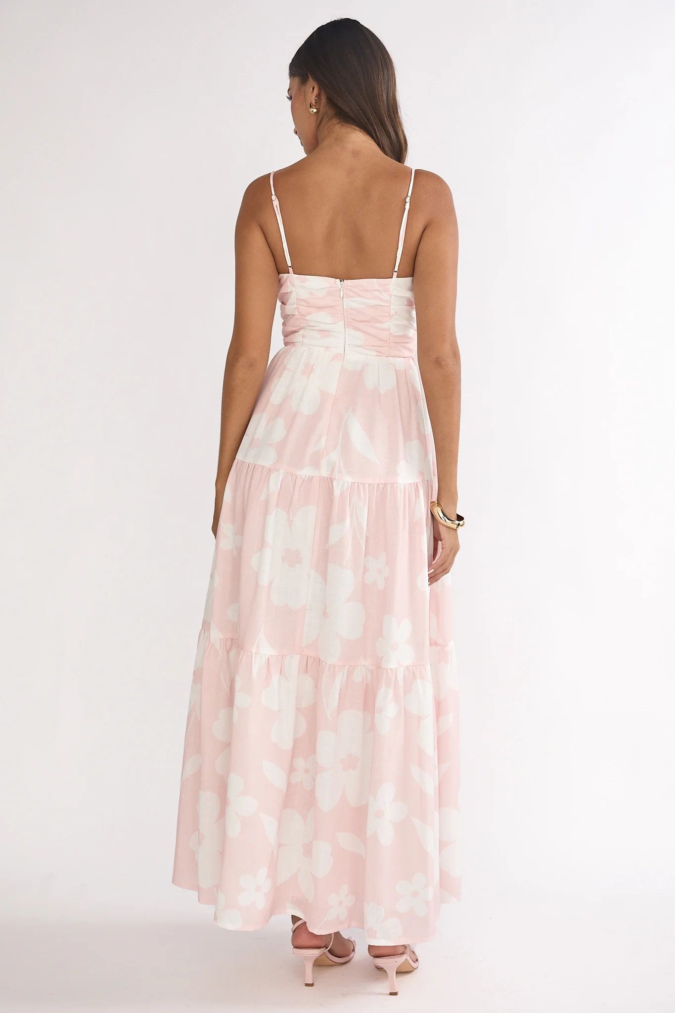Darelle Tied Bodice Maxi Dress Floral Pink - Image 3
