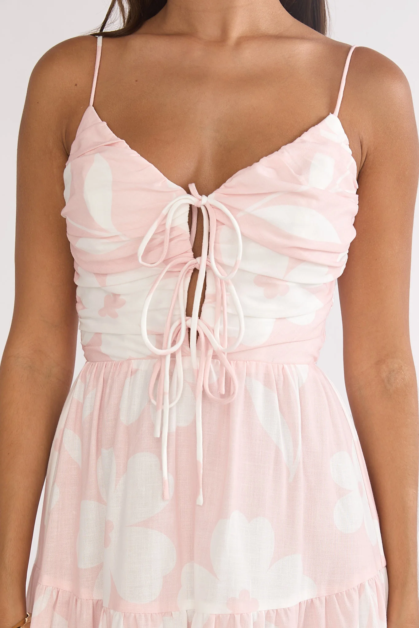 Darelle Tied Bodice Maxi Dress Floral Pink - Image 4