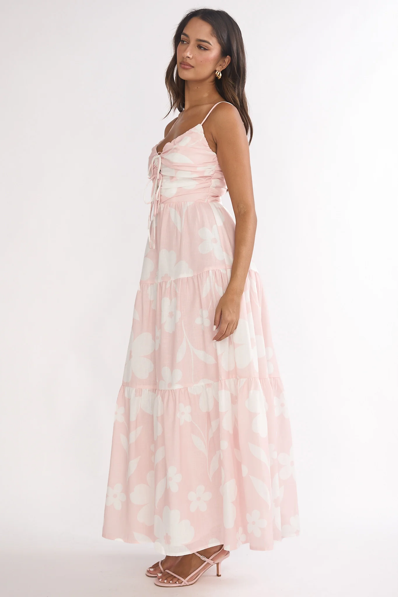 Darelle Tied Bodice Maxi Dress Floral Pink - Image 6