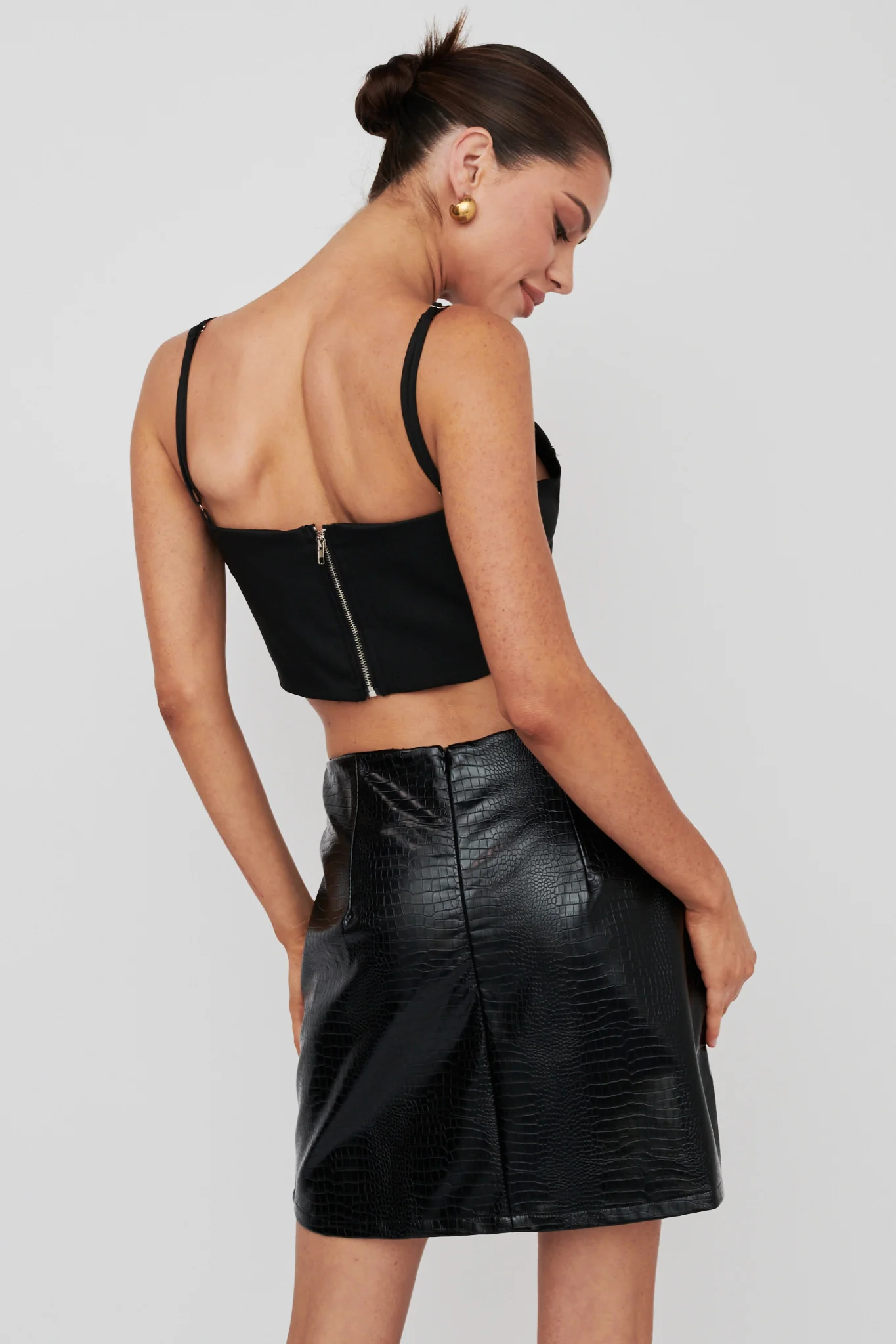 Darwin Embossed Mini Skirt Black - Image 2