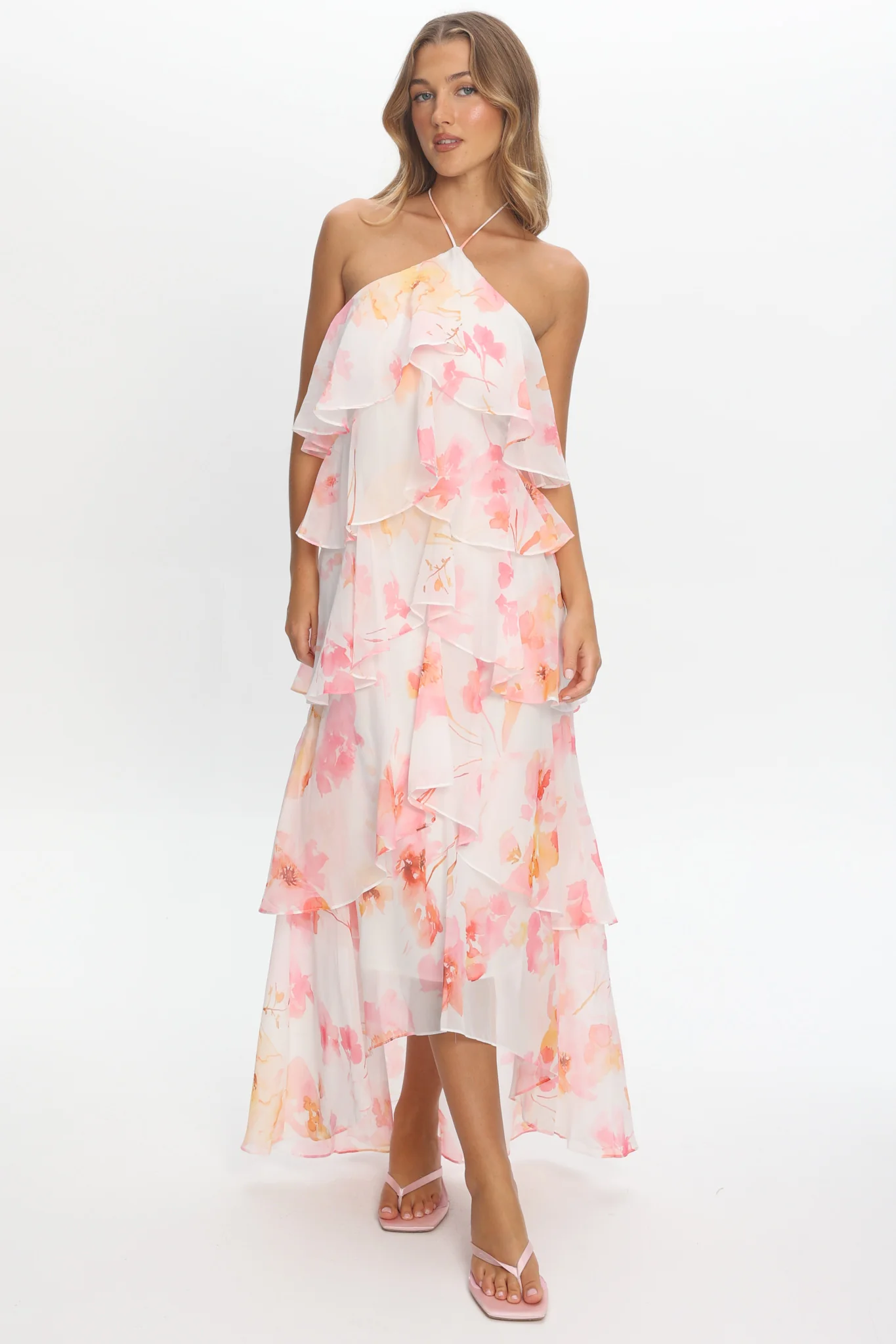 Darylyn Tiered Ruffle Maxi Dress Floral Pink - Image 5