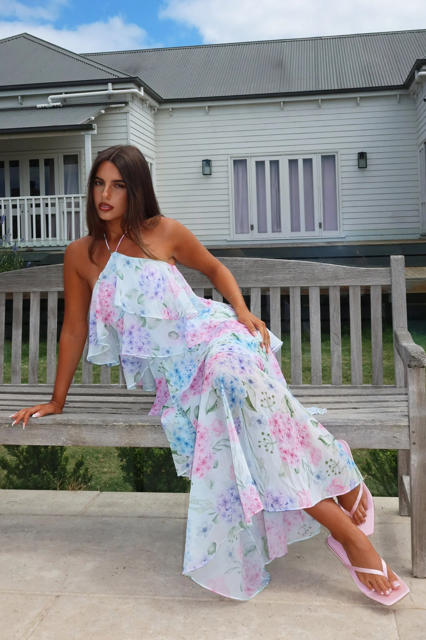 Darylyn Tiered Ruffle Maxi Dress Hydrangea Blue - Image 2