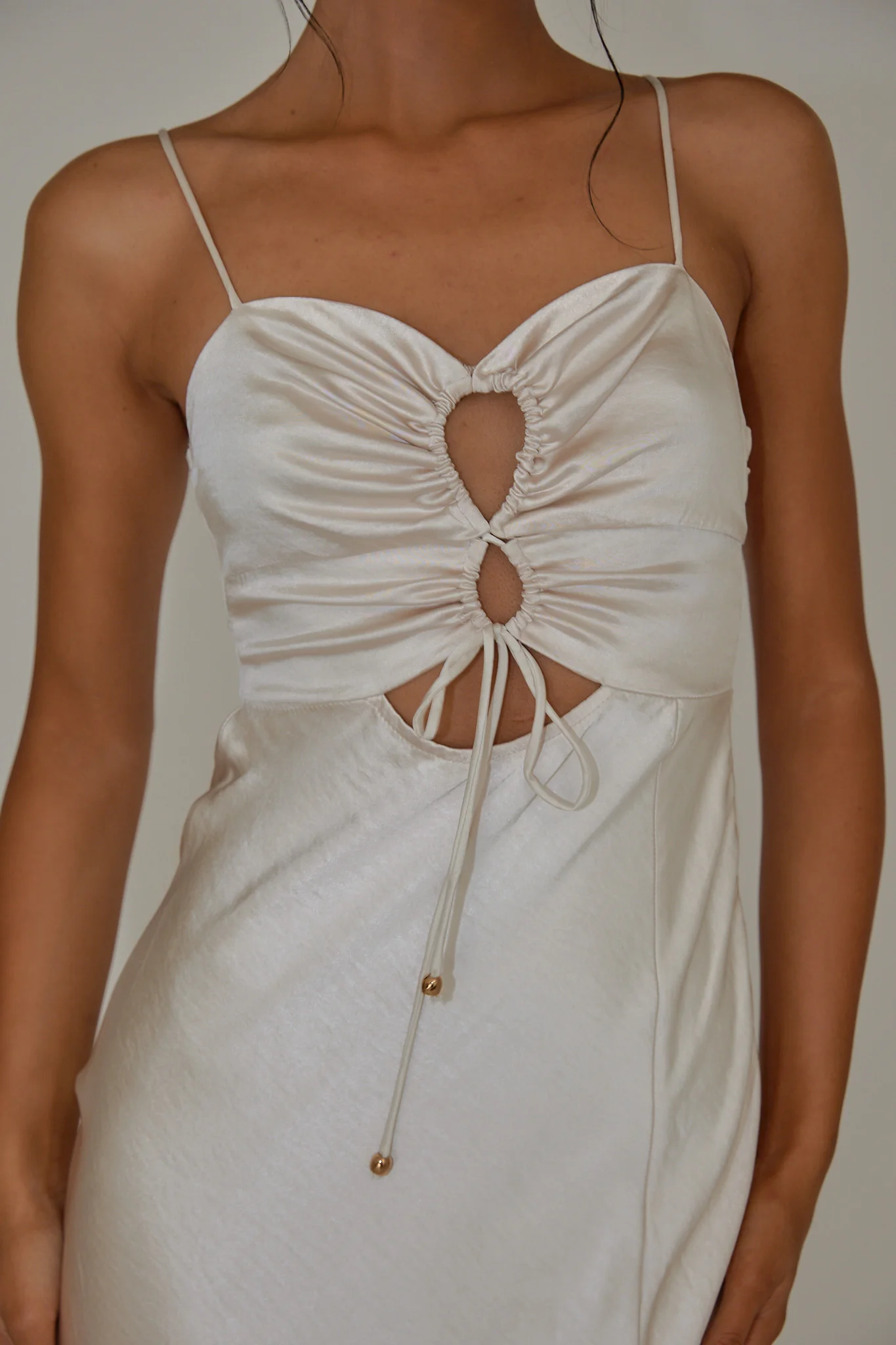Date Night Drawstring Bust Midi Dress Champagne - Image 4