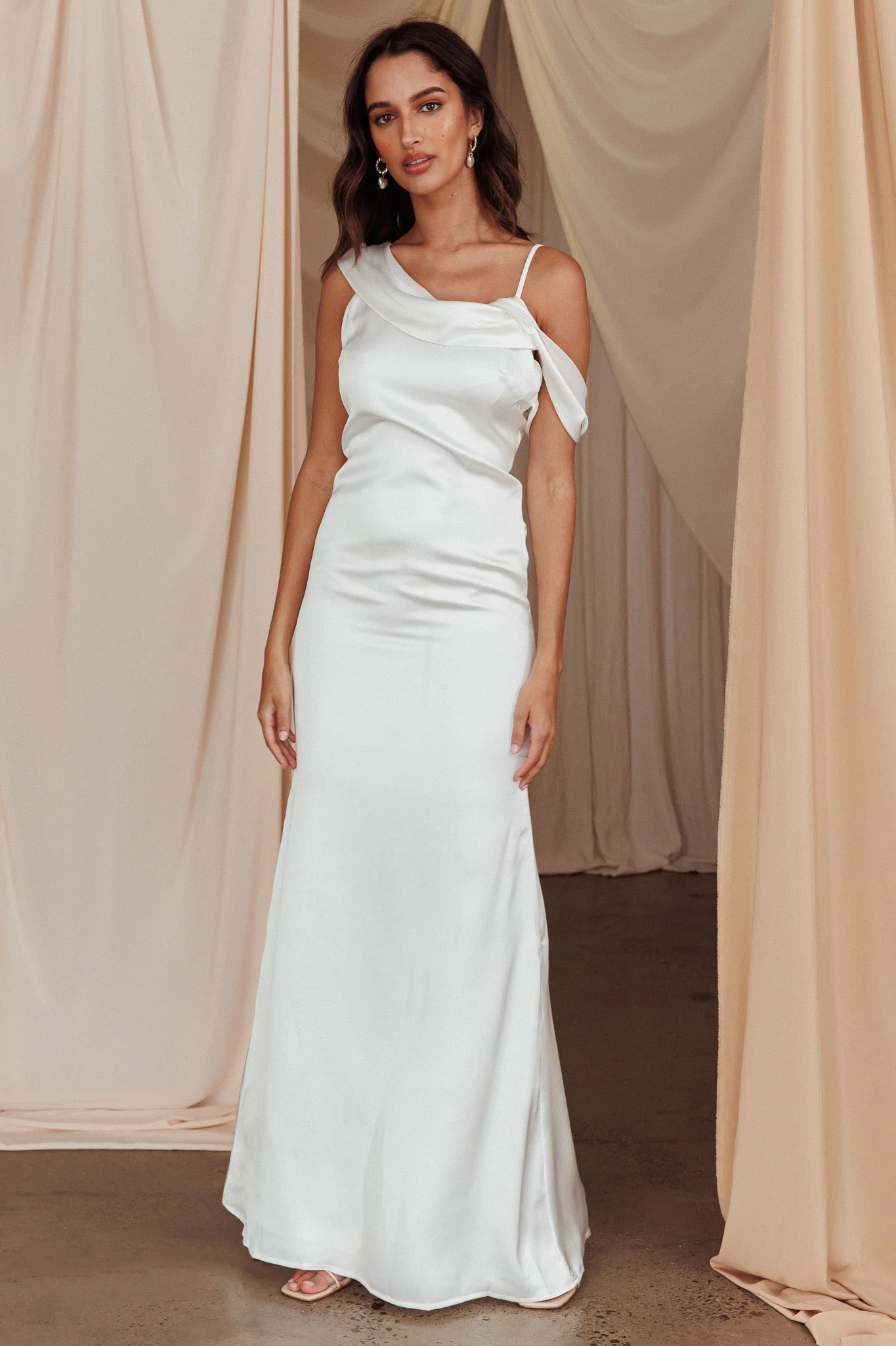 Dawna Draped Sleeve Maxi Dress White - Image 5