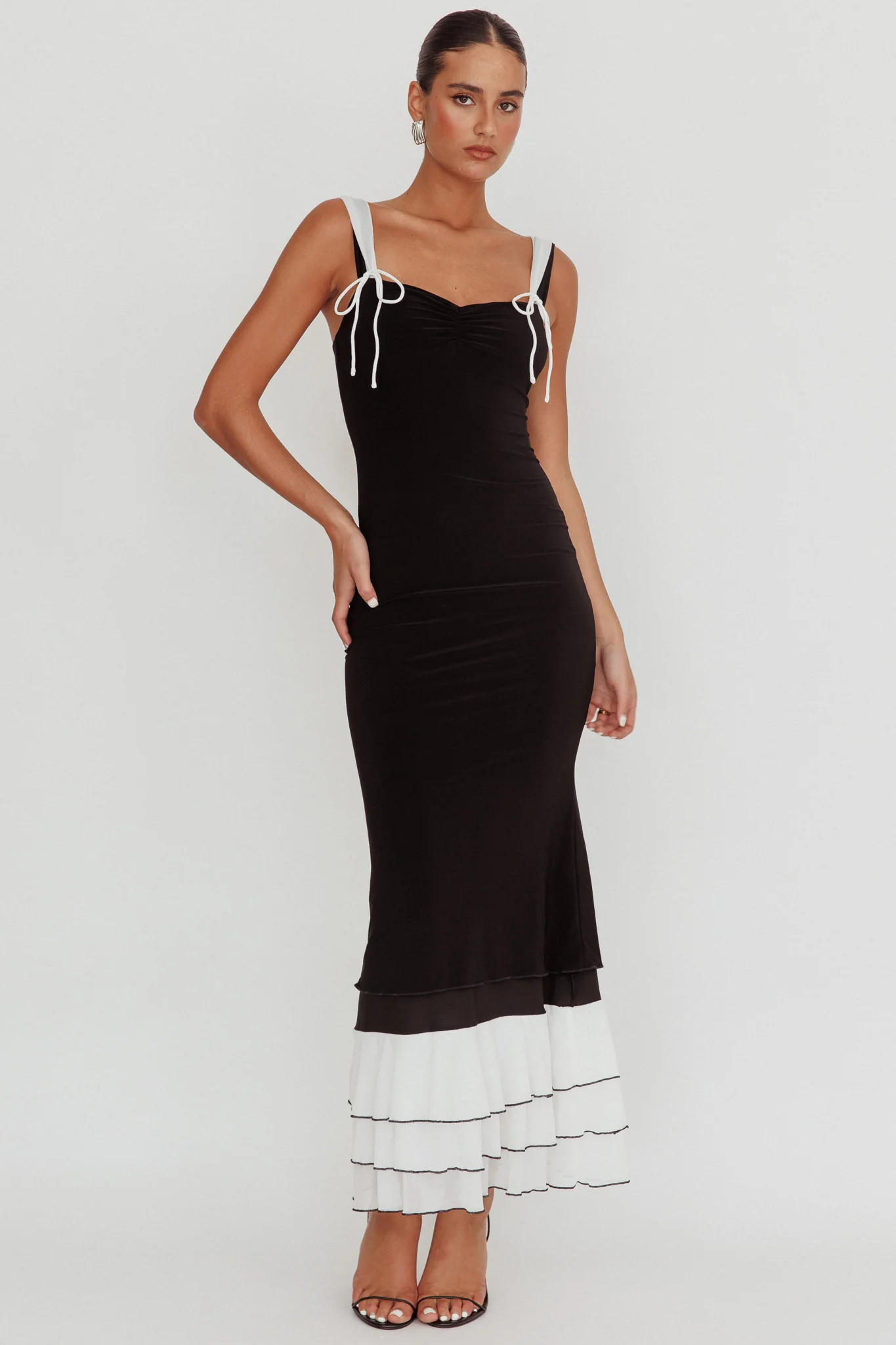 Daydreamers Ruffle Maxi Dress Black - Image 5