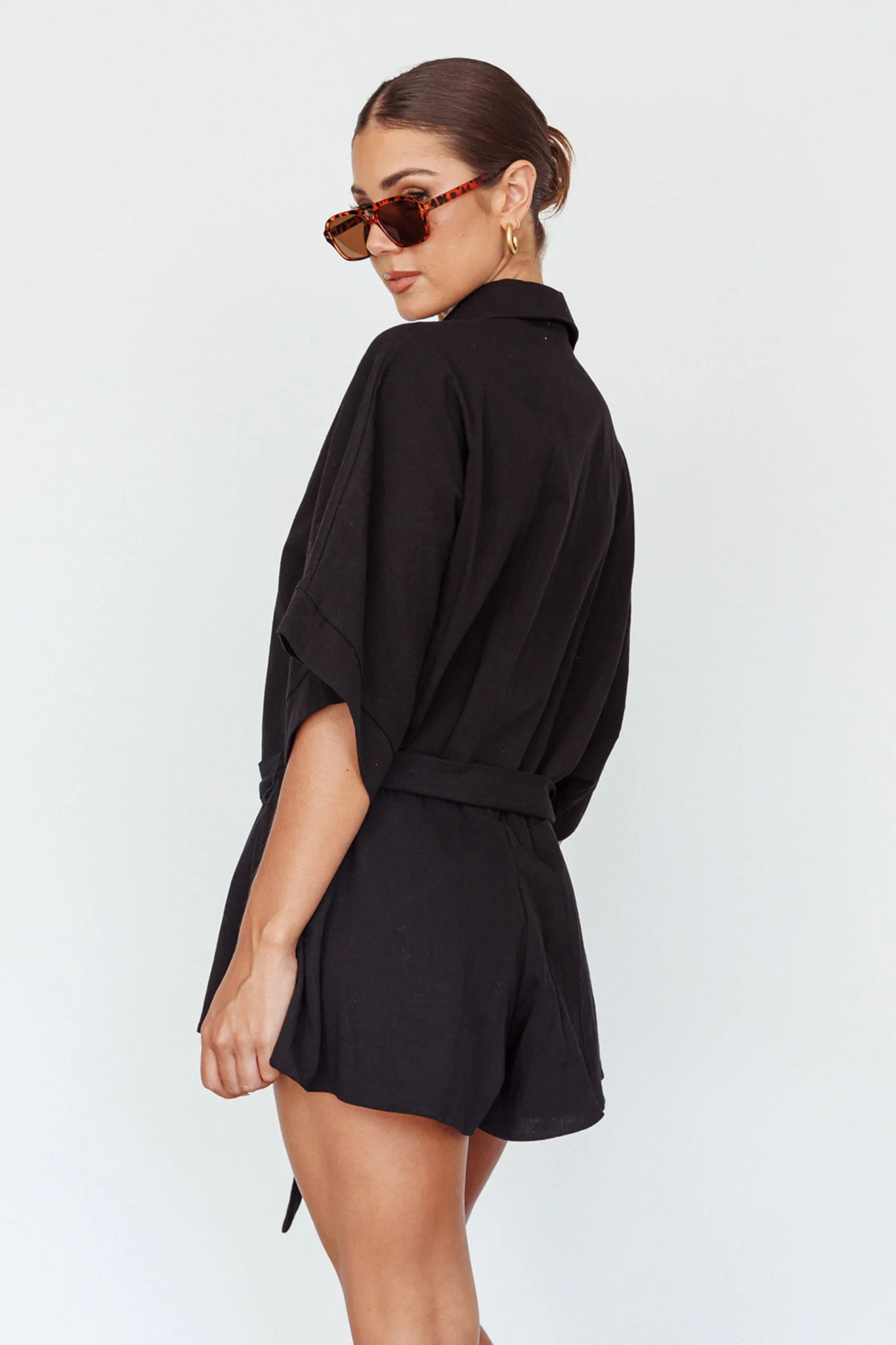 Daytona Beach Button-Up Romper Black - Image 3