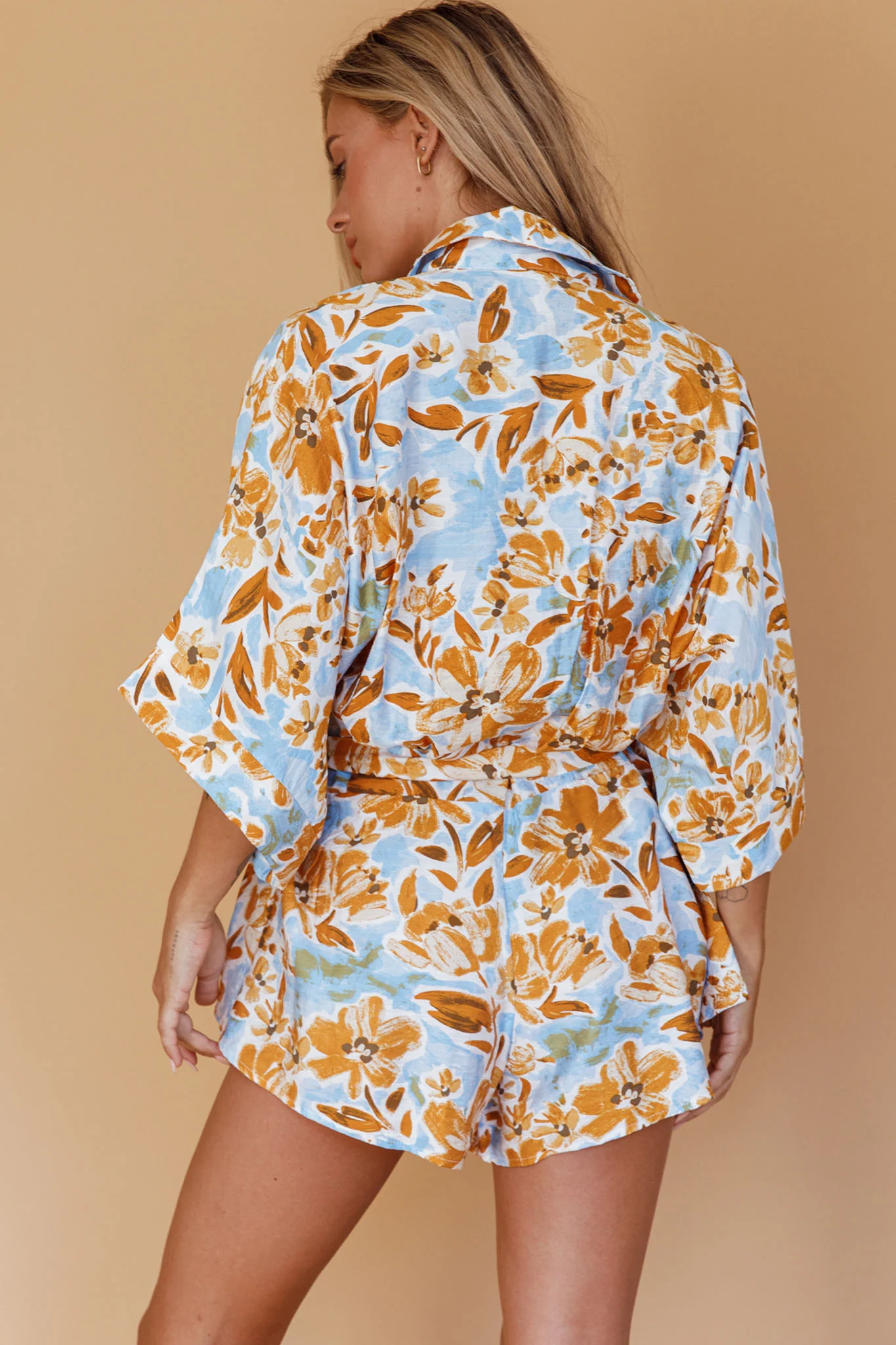 Daytona Beach Button-Up Romper Floral Blue - Image 2