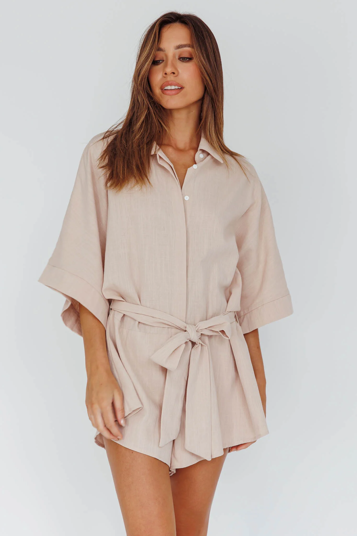 Daytona Beach Button-Up Romper Sand - Image 5