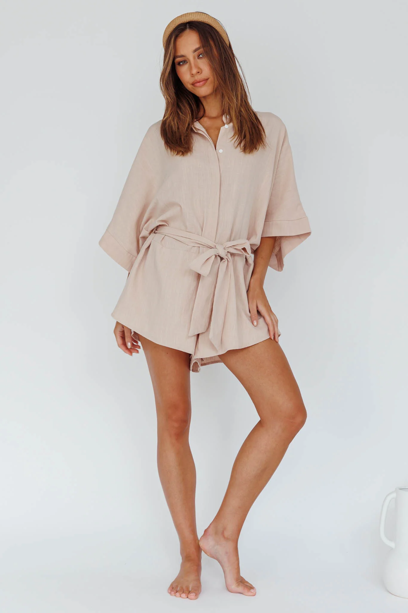 Daytona Beach Button-Up Romper Sand - Image 7