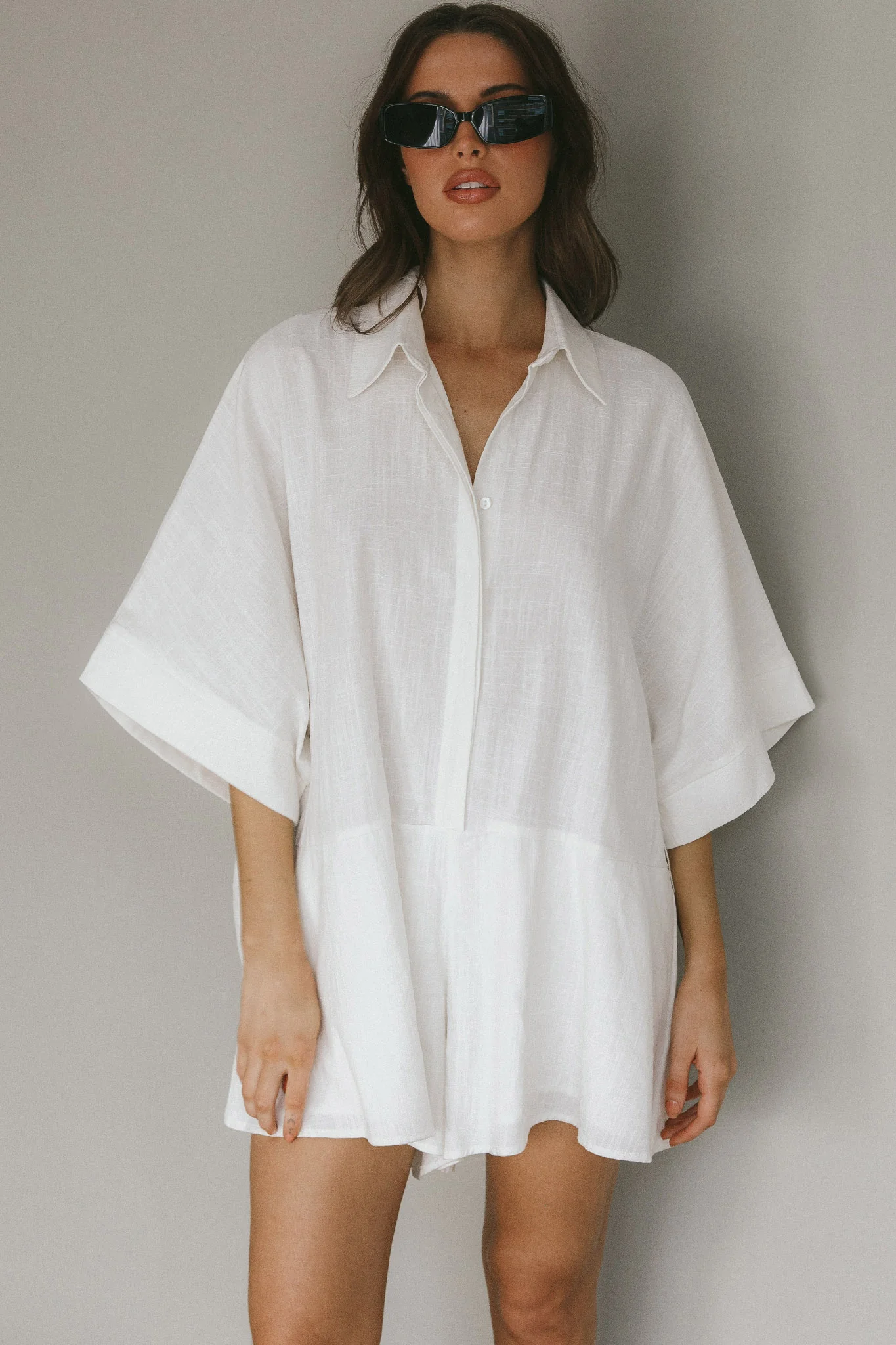 Daytona Beach Button-Up Romper White - Image 5