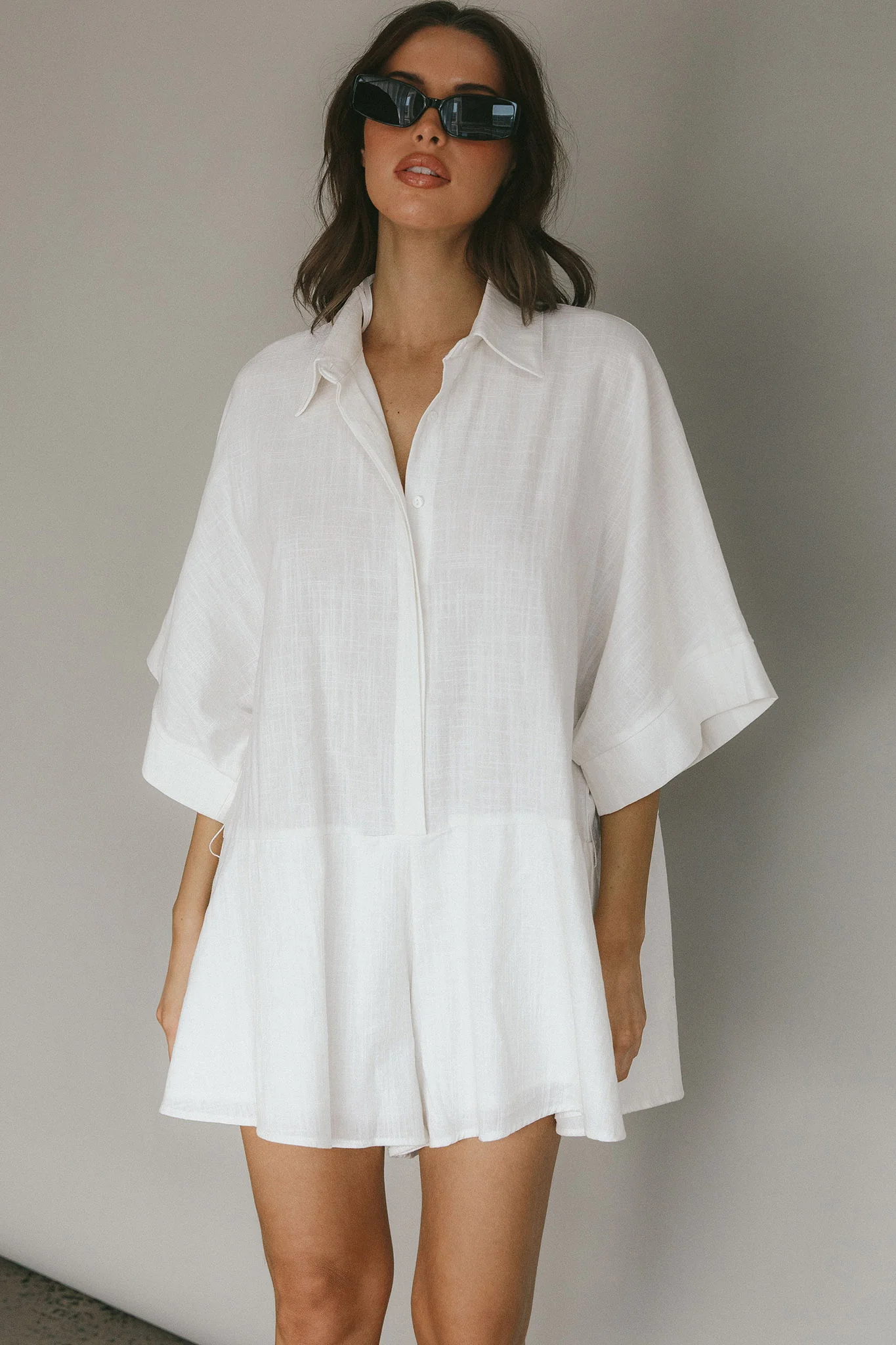 Daytona Beach Button-Up Romper White - Image 7
