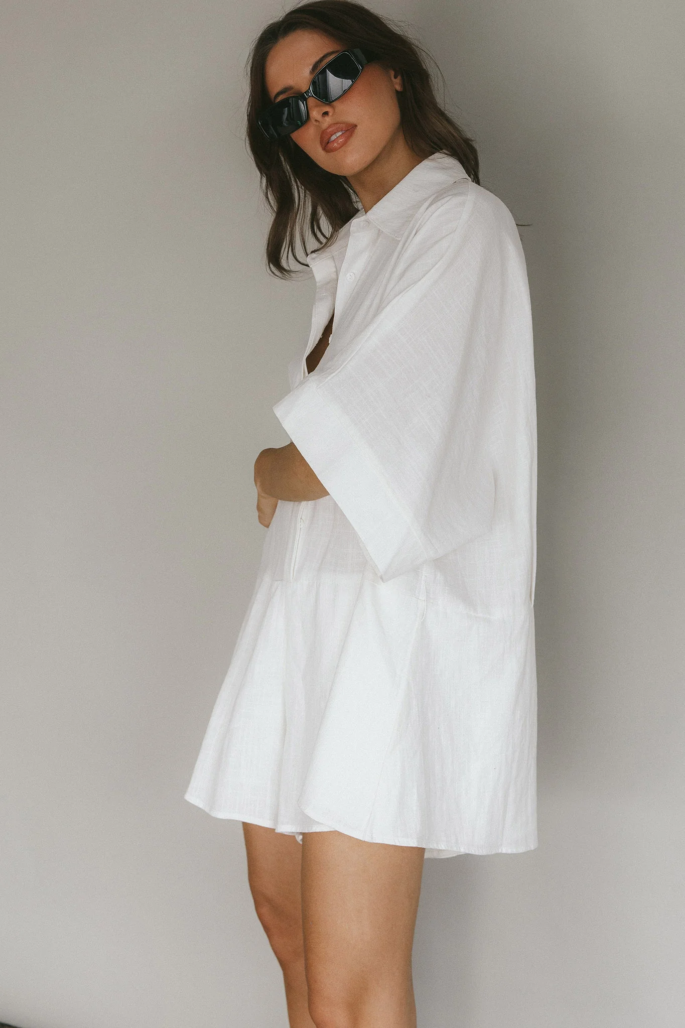 Daytona Beach Button-Up Romper White - Image 9