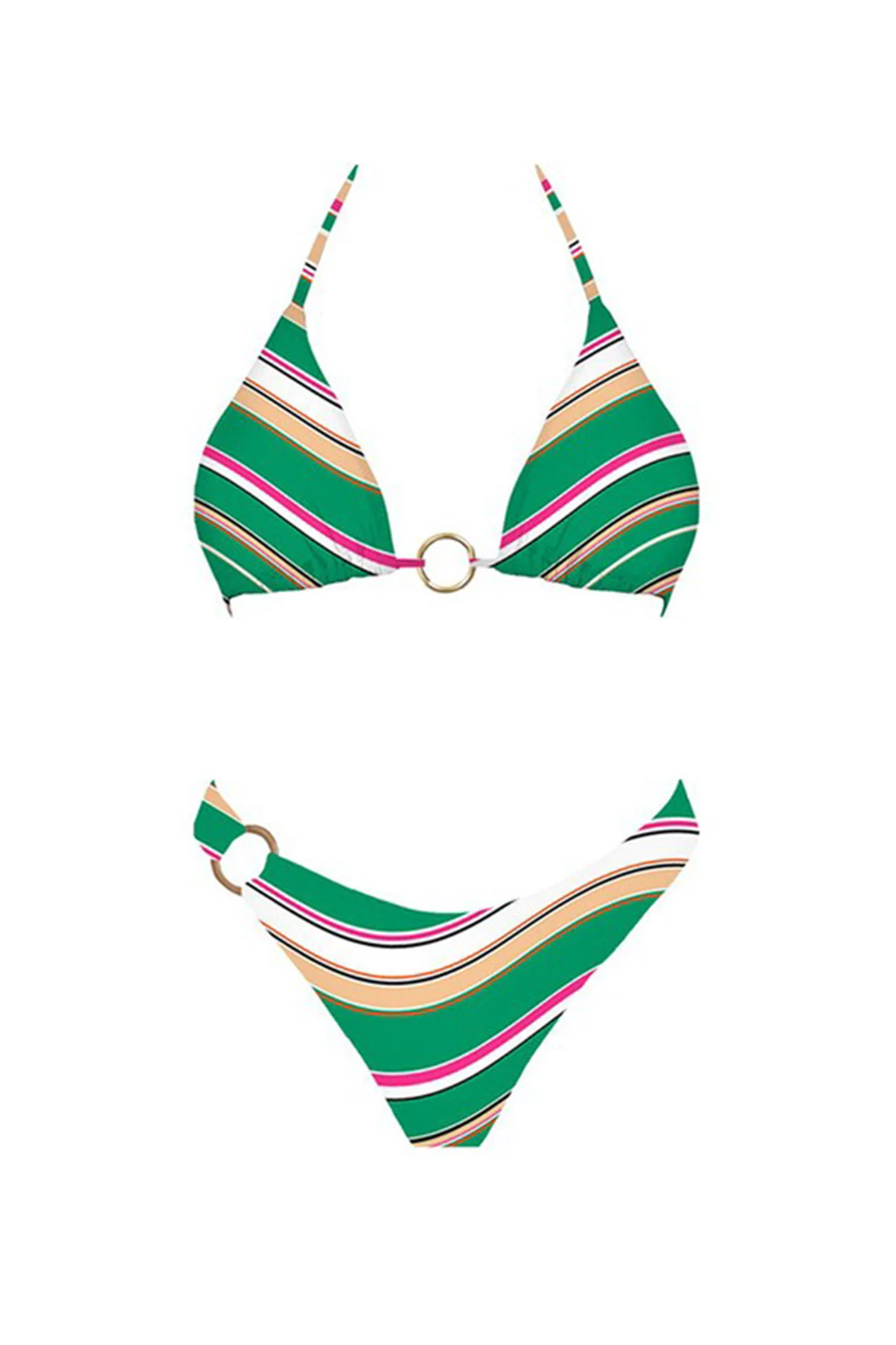 Daytona Triangle Bikini Top Green Stripes - Image 5