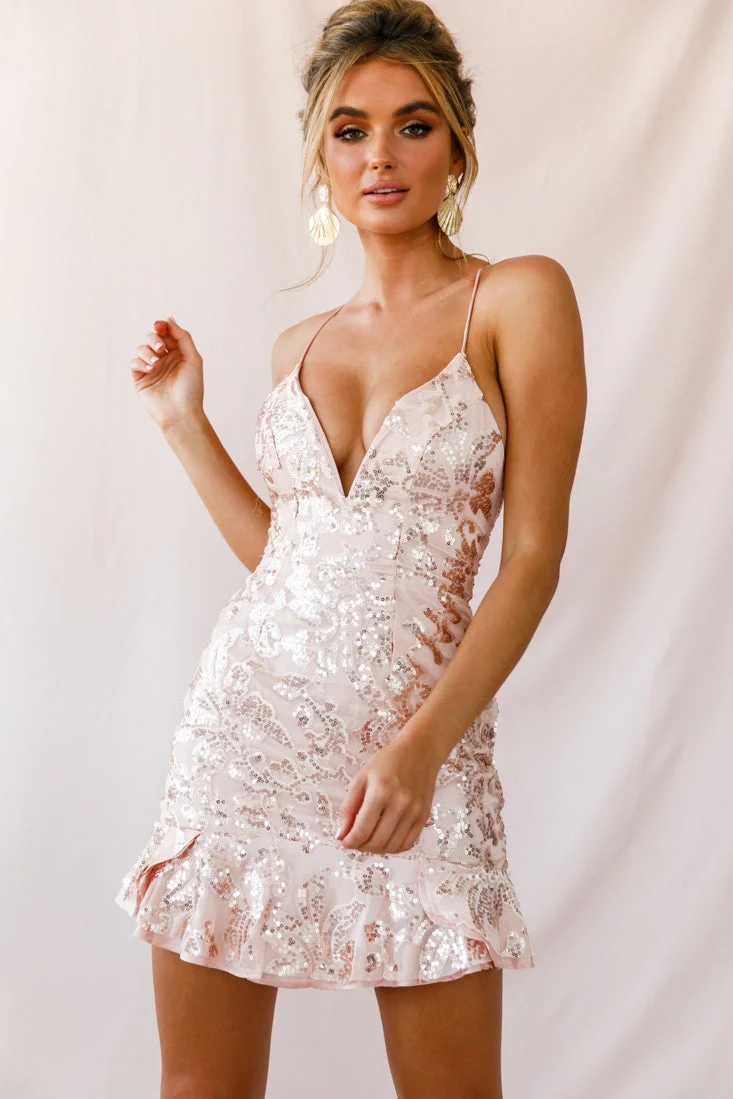 Dazed Lace-Up Back Dress Rose Gold - Image 5