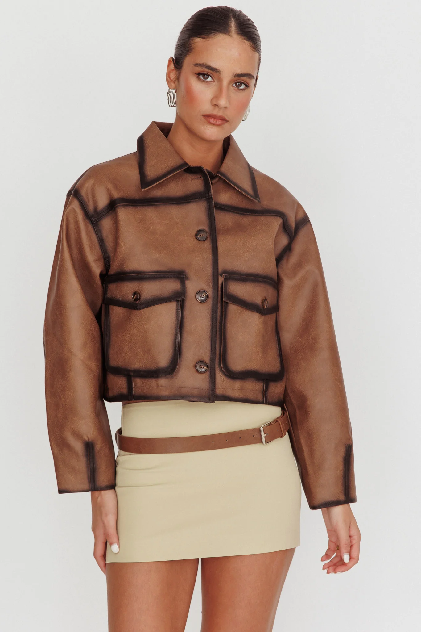 December Front Pocket Jacket Brown - Image 6
