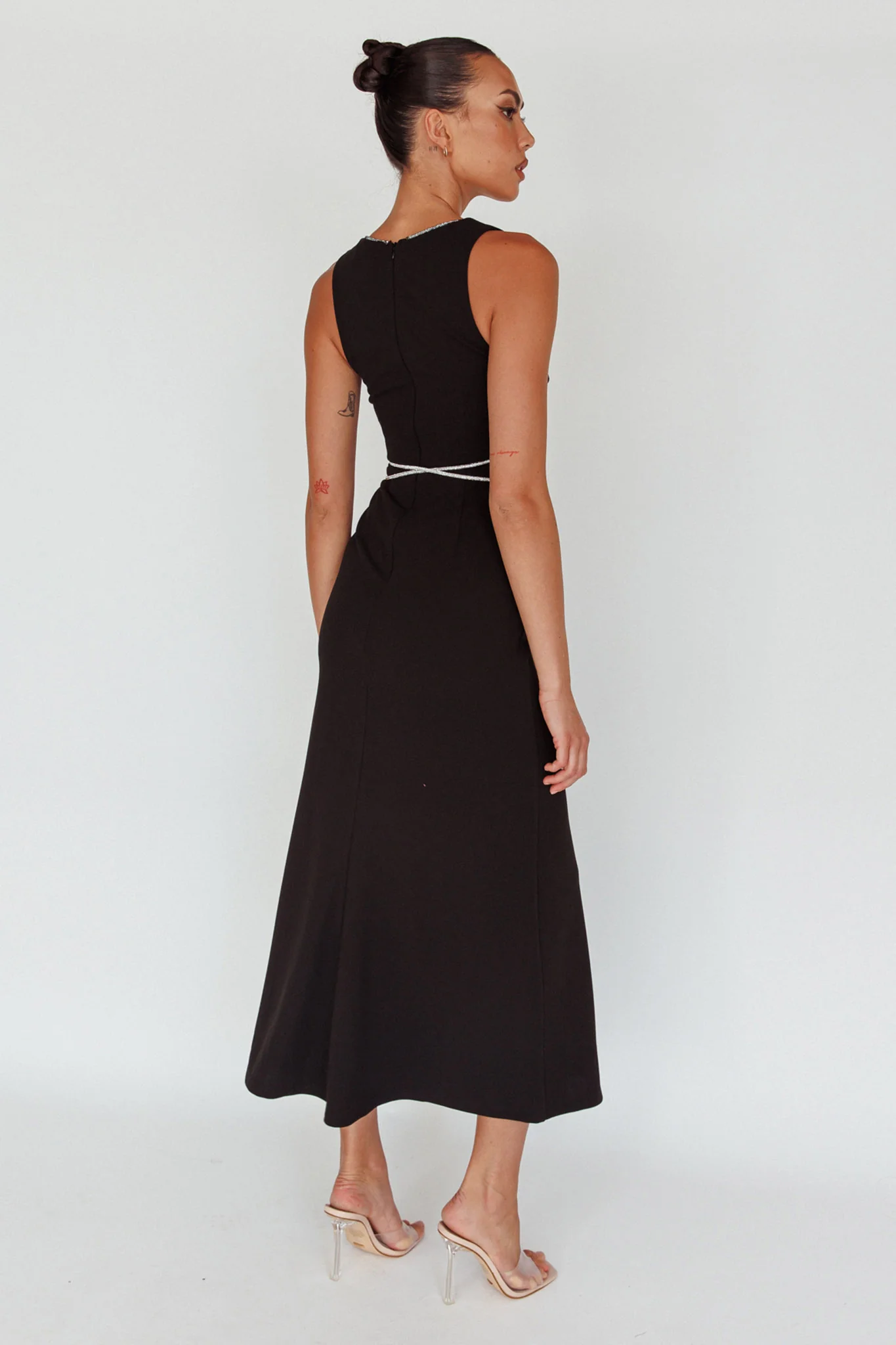 Del Sol Diamante Rope Maxi Dress Black - Image 2