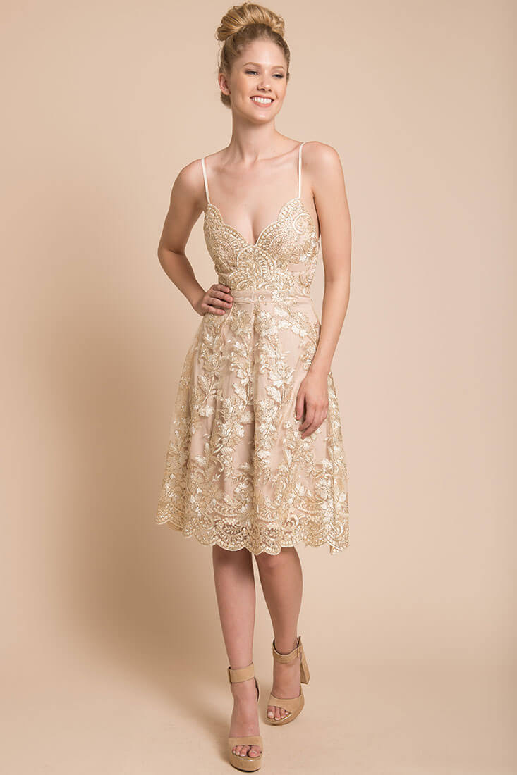 Delilah Lace Dress Beige - Image 2