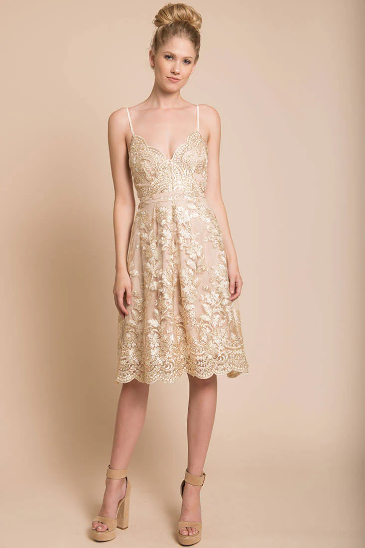 Delilah Lace Dress Beige - Image 3