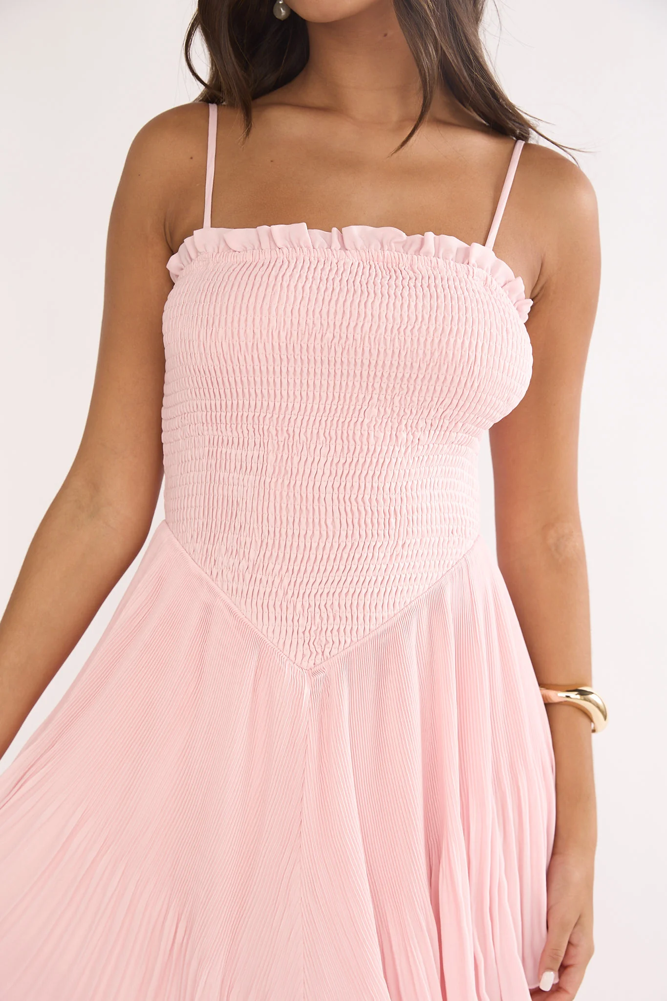 Delin Smocked Layered Maxi Dress Blush - Image 3