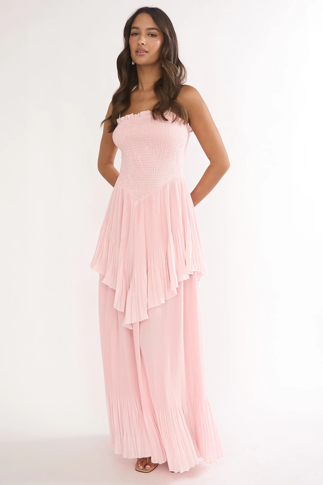 Delin Smocked Layered Maxi Dress Blush - Image 4