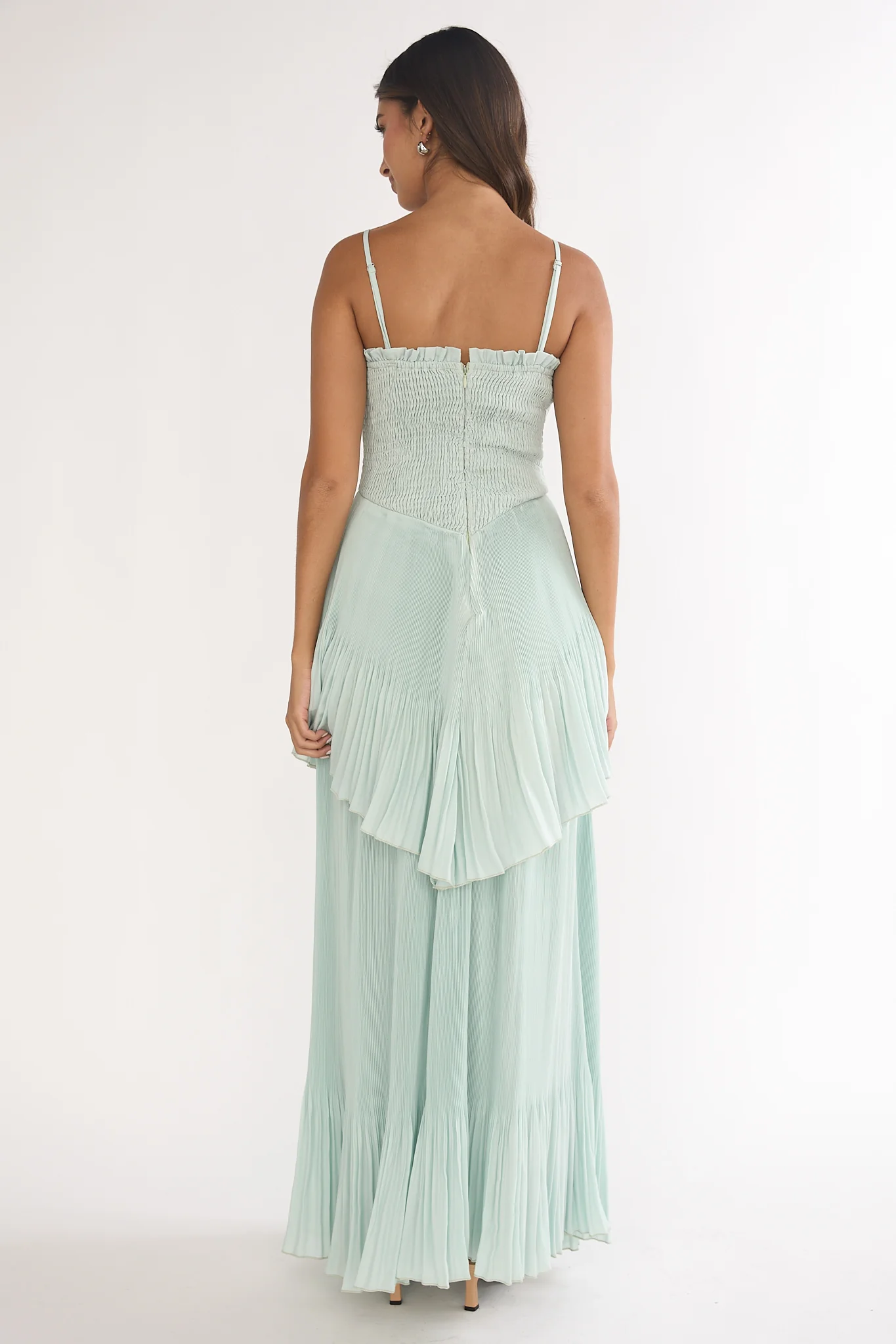 Delin Smocked Layered Maxi Dress Sage - Image 2