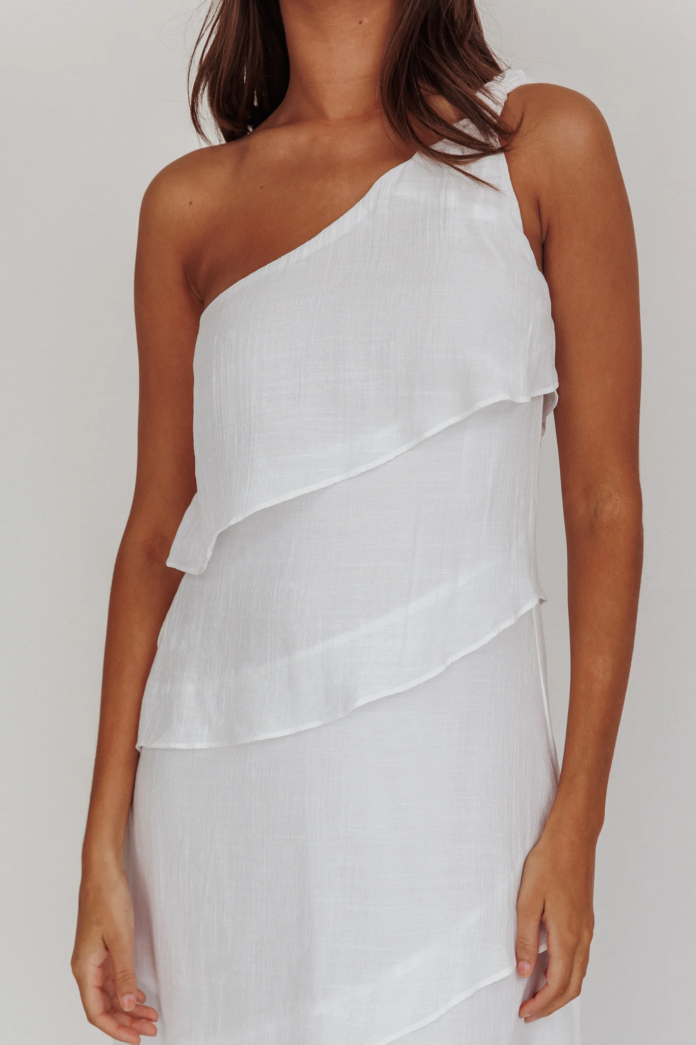 Delwyn One-Shoulder Maxi Dress White - Image 4