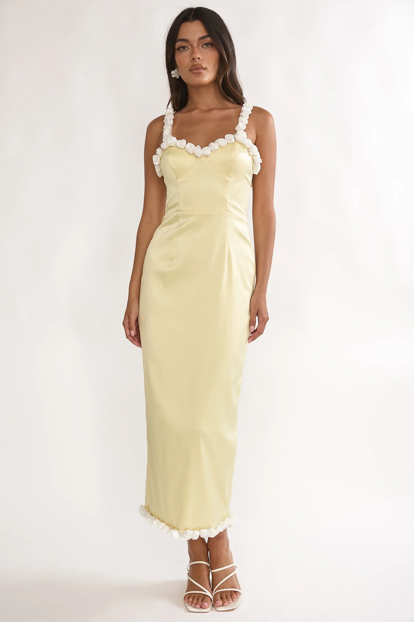 Delyse Rosette Trim Maxi Dress Yellow - Image 2