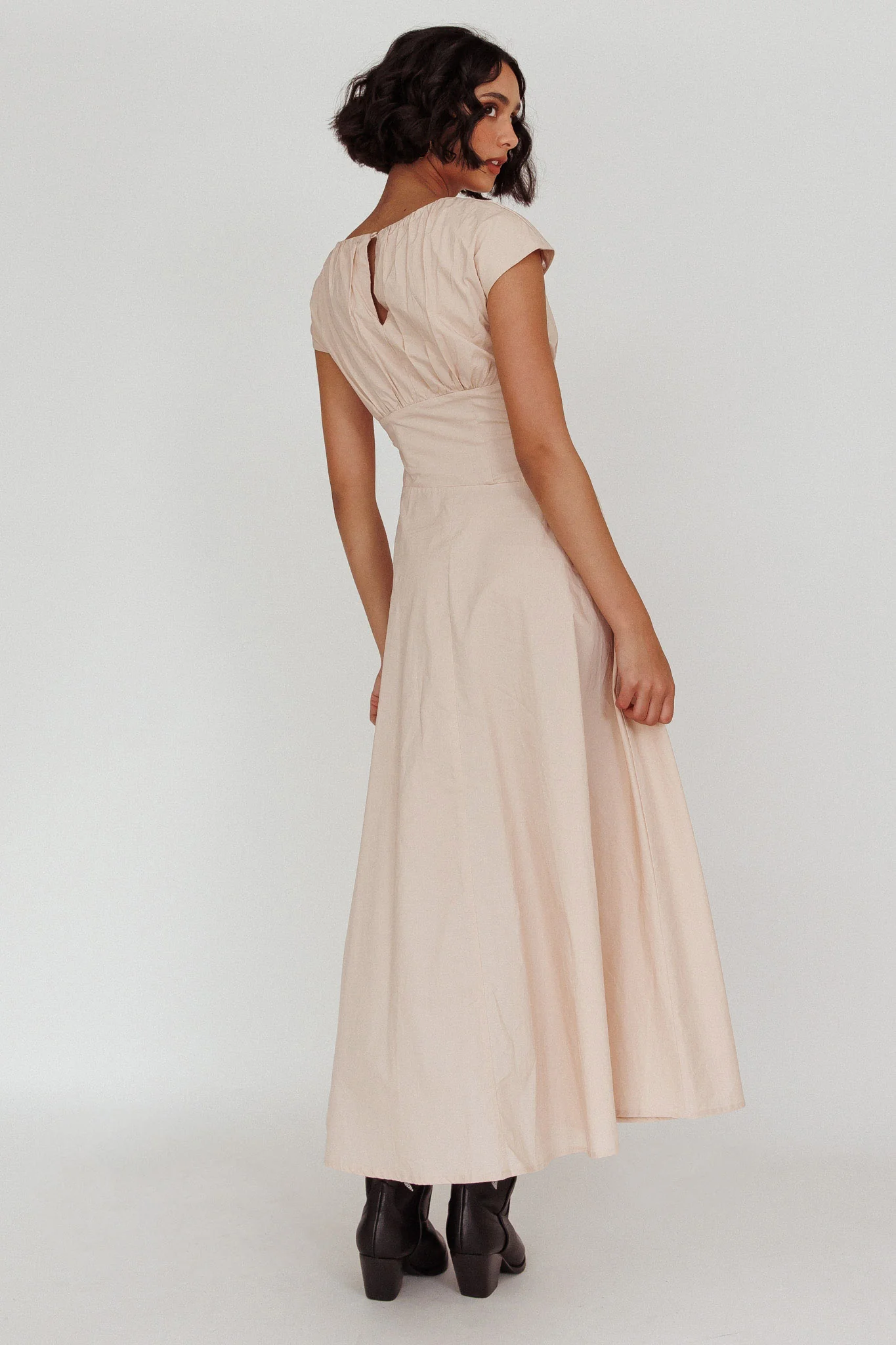 Derry Cap Sleeve A-line Maxi Dress Oat - Image 2