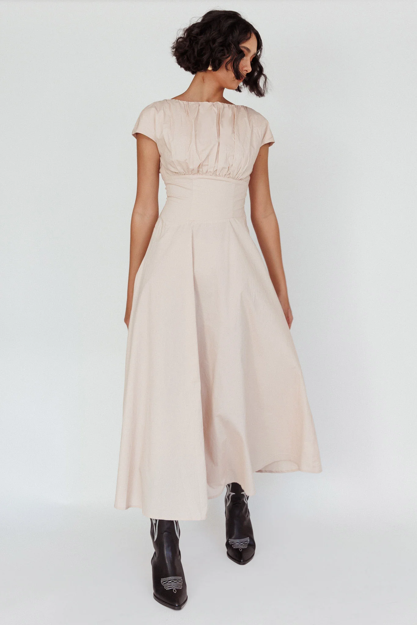 Derry Cap Sleeve A-line Maxi Dress Oat - Image 3