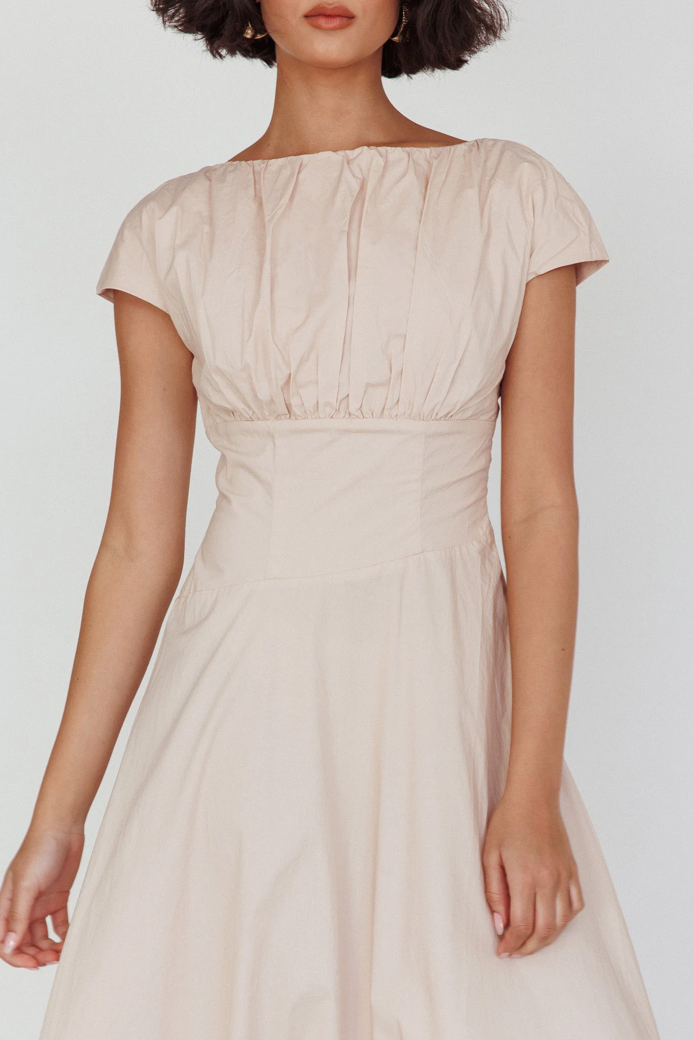 Derry Cap Sleeve A-line Maxi Dress Oat - Image 4