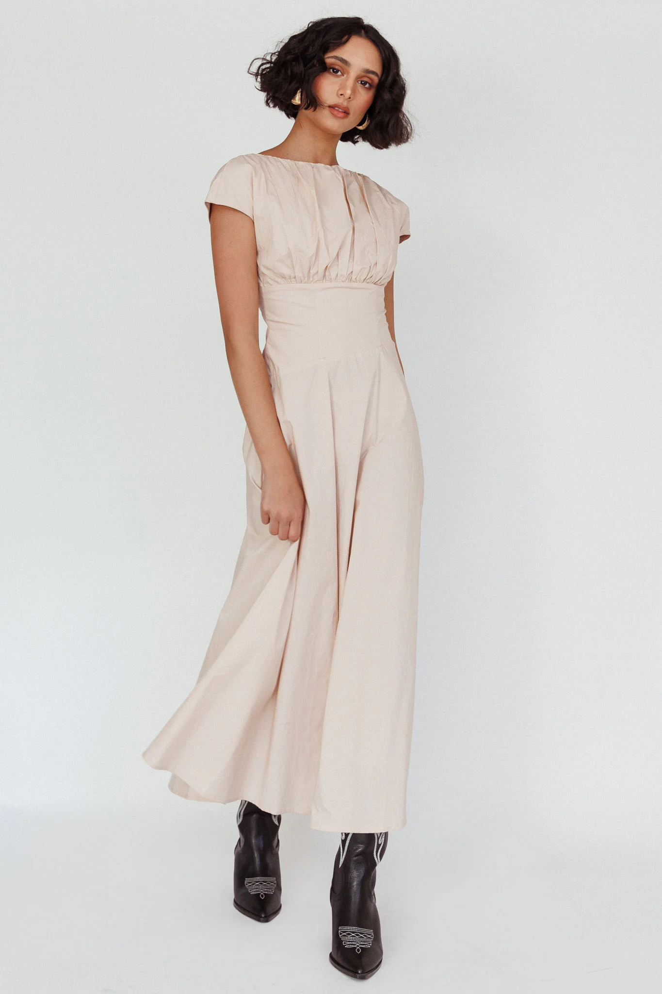 Derry Cap Sleeve A-line Maxi Dress Oat - Image 5