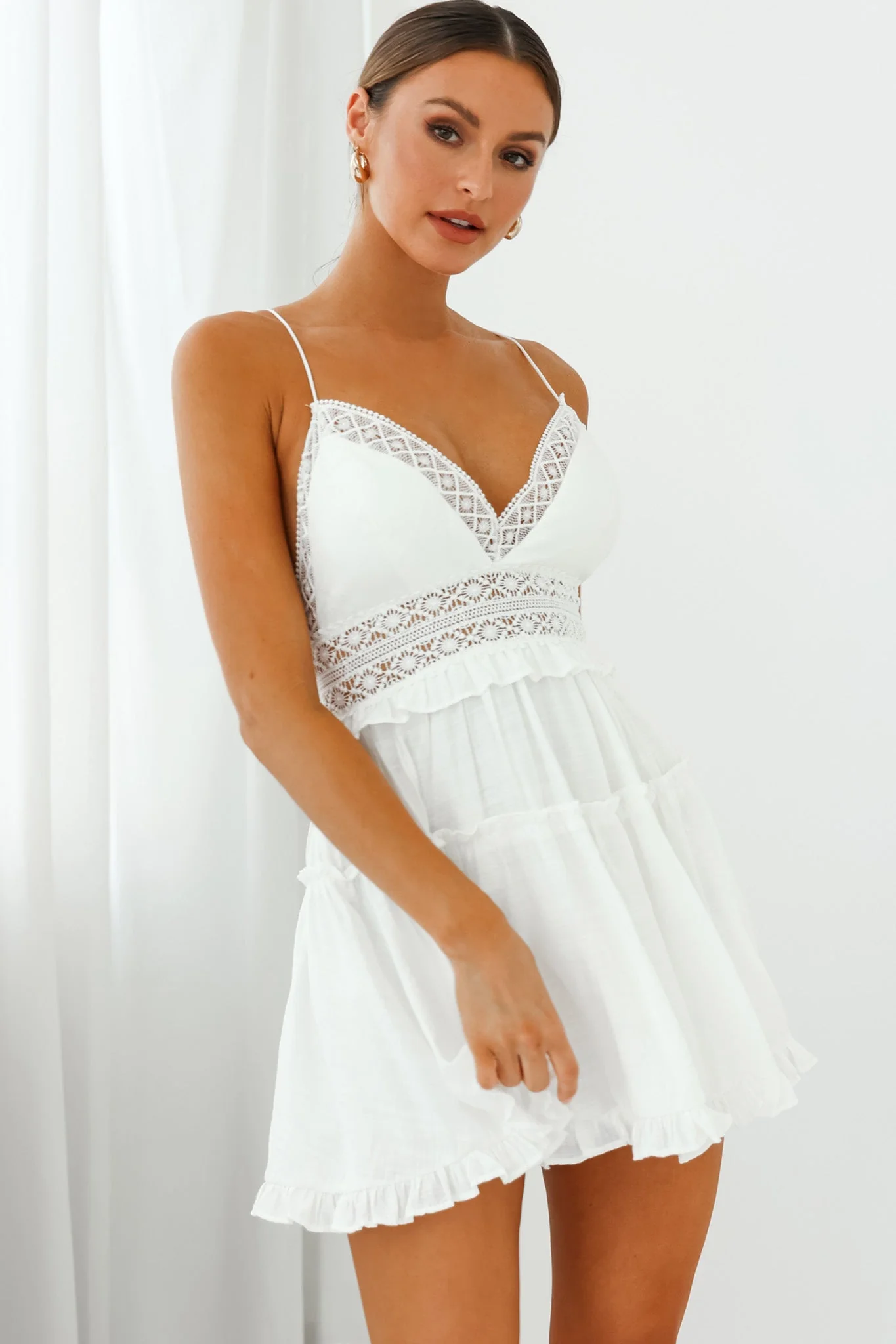 Desert Rose Crochet Tie-Up Back Sun Dress White - Image 7