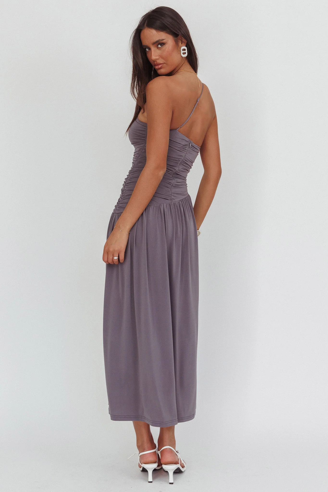 Destination One-Shoulder Maxi Dress Taupe - Image 2