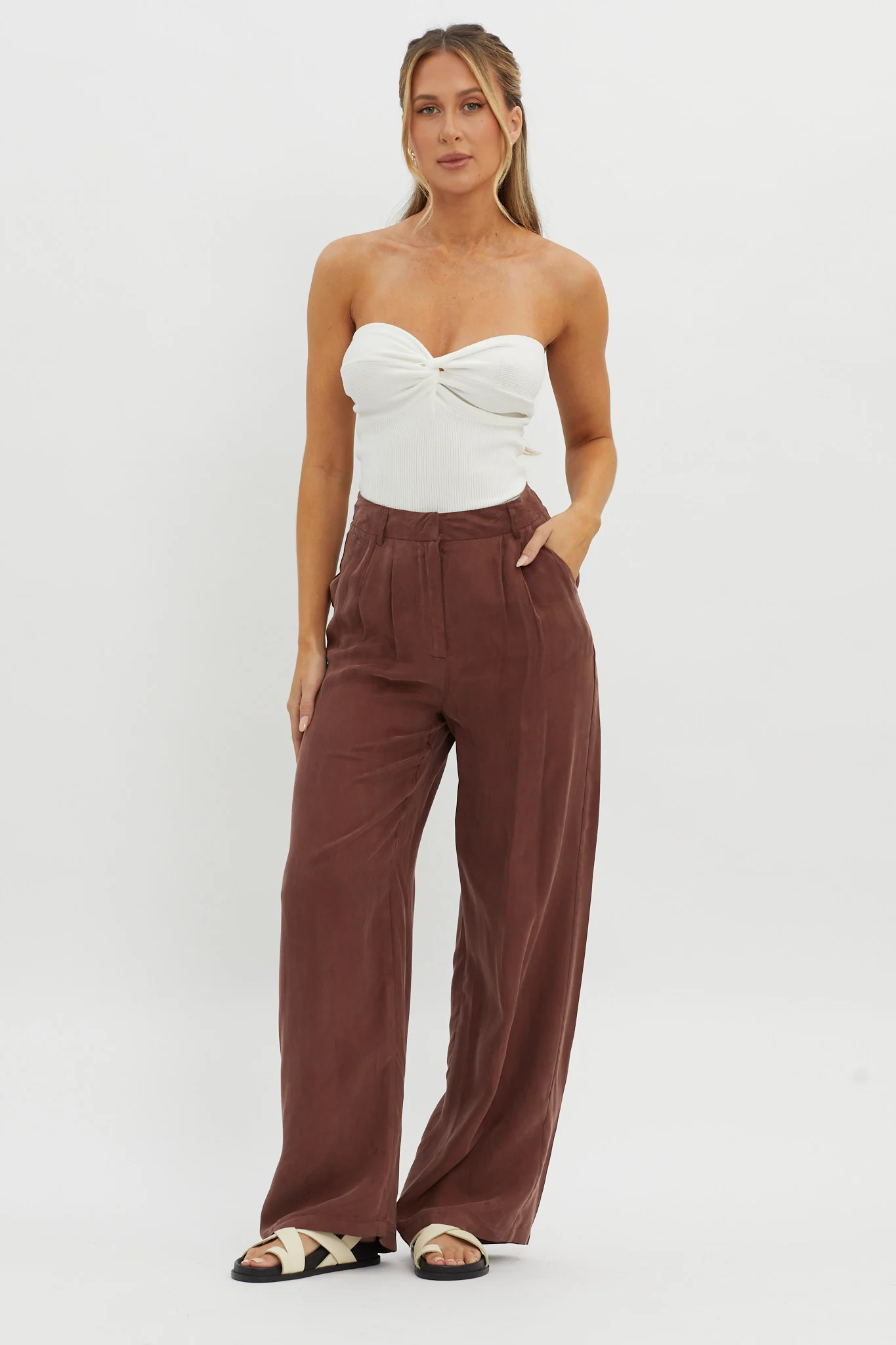 Dodie Straight Leg Trouser Pants Choco - Image 5