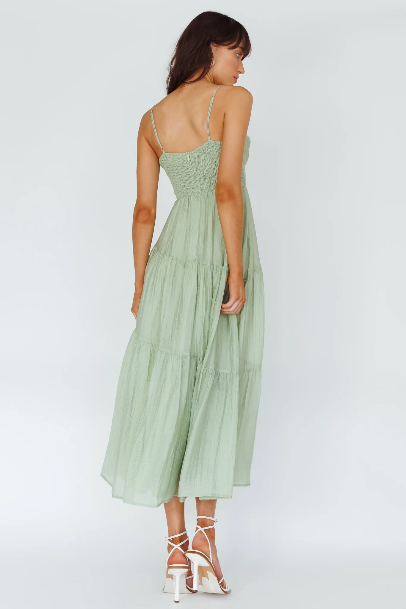 Doe Tie Bust Maxi Dress Sage - Image 2