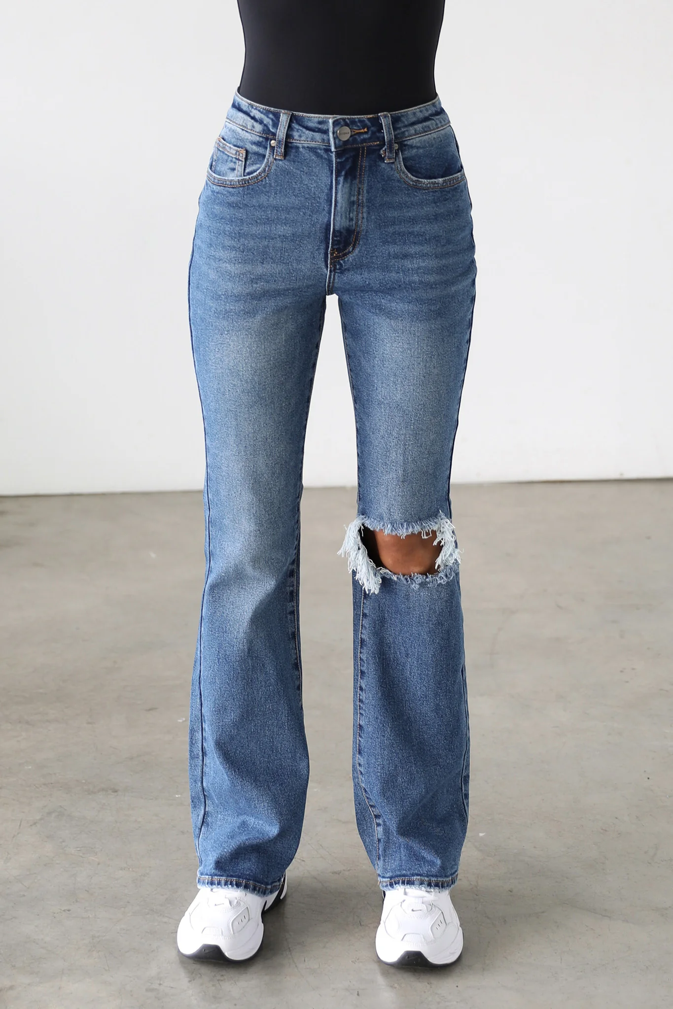DOGMA High Rise Flare Leg Denim Jeans Dark Wash - Image 2