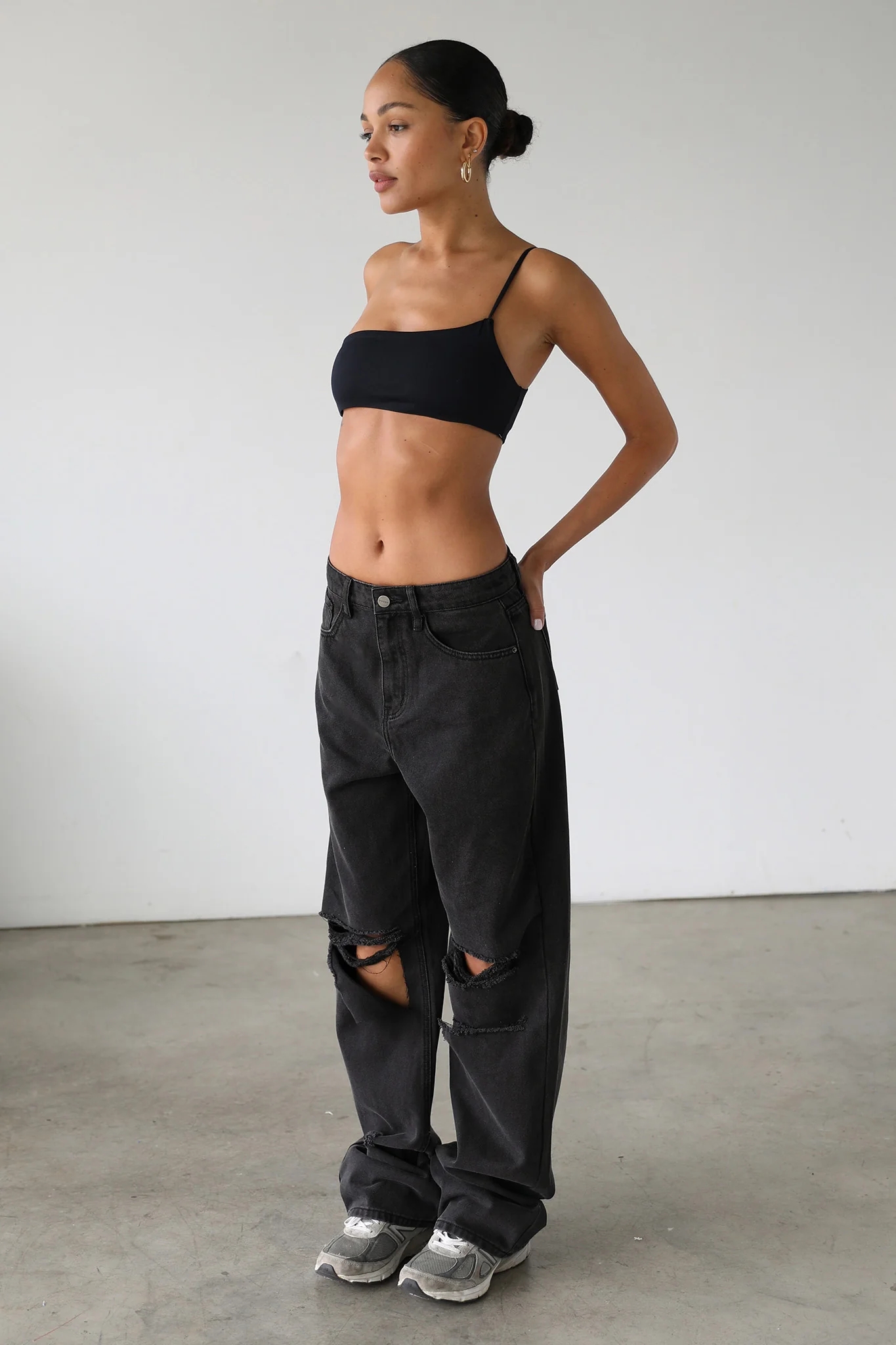 DOGMA High Rise Straight Wide Leg Skater Denim Jeans Black Wash - Image 2