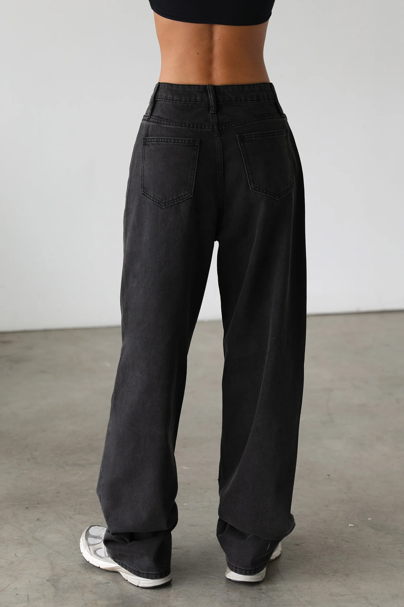 DOGMA High Rise Straight Wide Leg Skater Denim Jeans Black Wash - Image 5