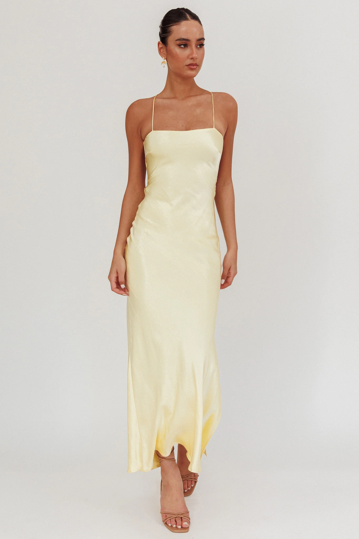 Dolce Life Backless Satin Maxi Dress Butter - Image 5