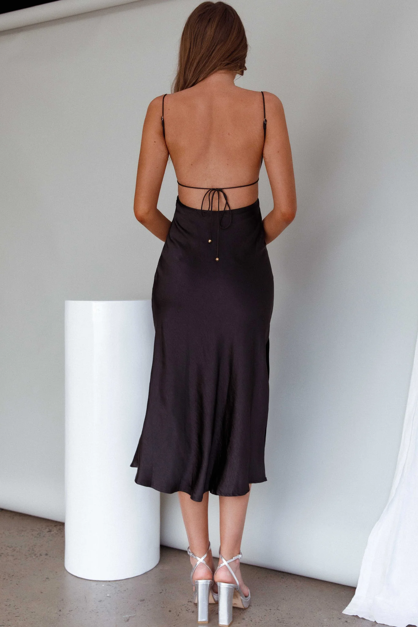 Dolce Life Low Back Midi Dress Black - Image 8