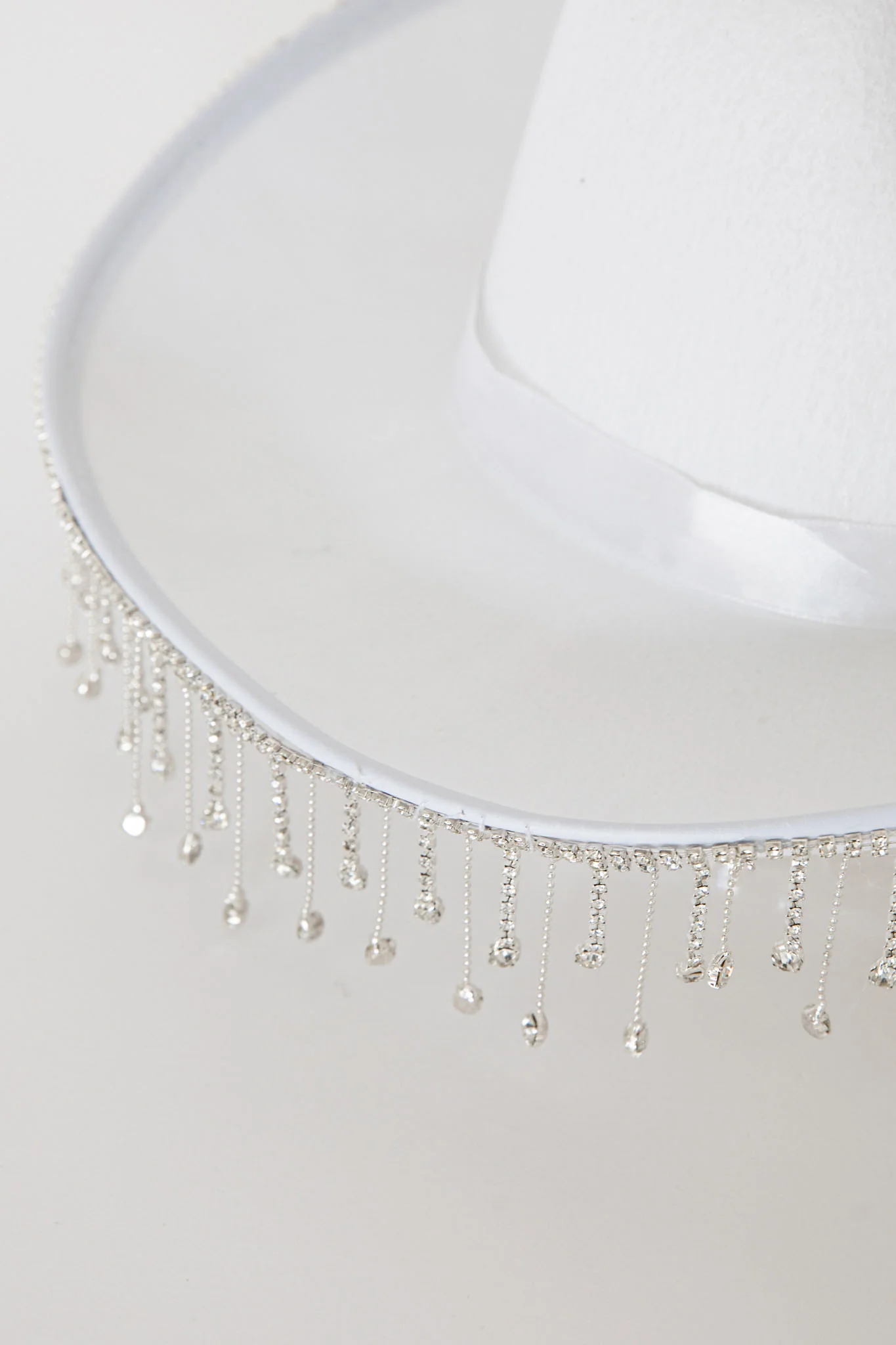 Dolly Diamante Fringe Cowboy Hat White - Image 3