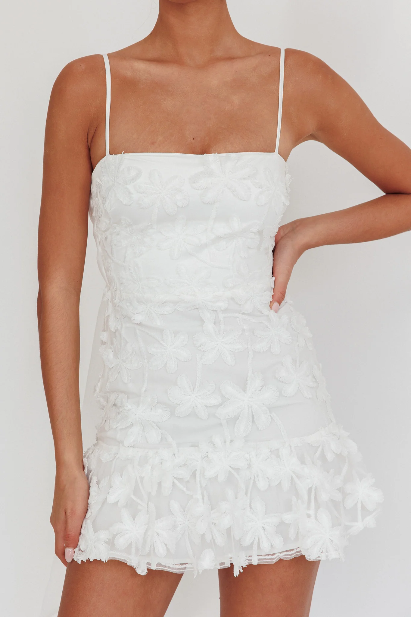 Dori Embellished Mini Dress Palm Tree White - Image 6
